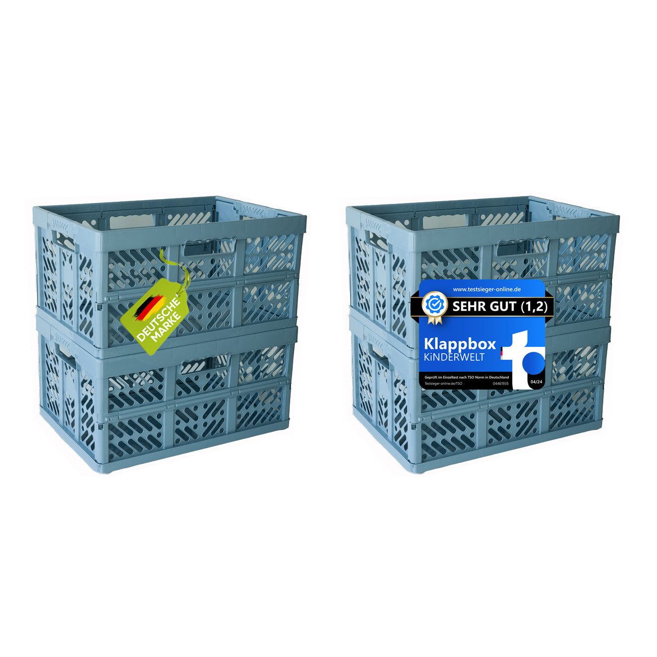 KiNDERWELT Klappbox 4 x Stabile Profi-Klappboxen blau