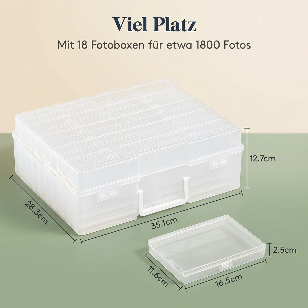 Lifewit Fotobox Fotobox Aufbewahrungsbox mit innere Fotohalter, Fotoetui, Klar (18 St)