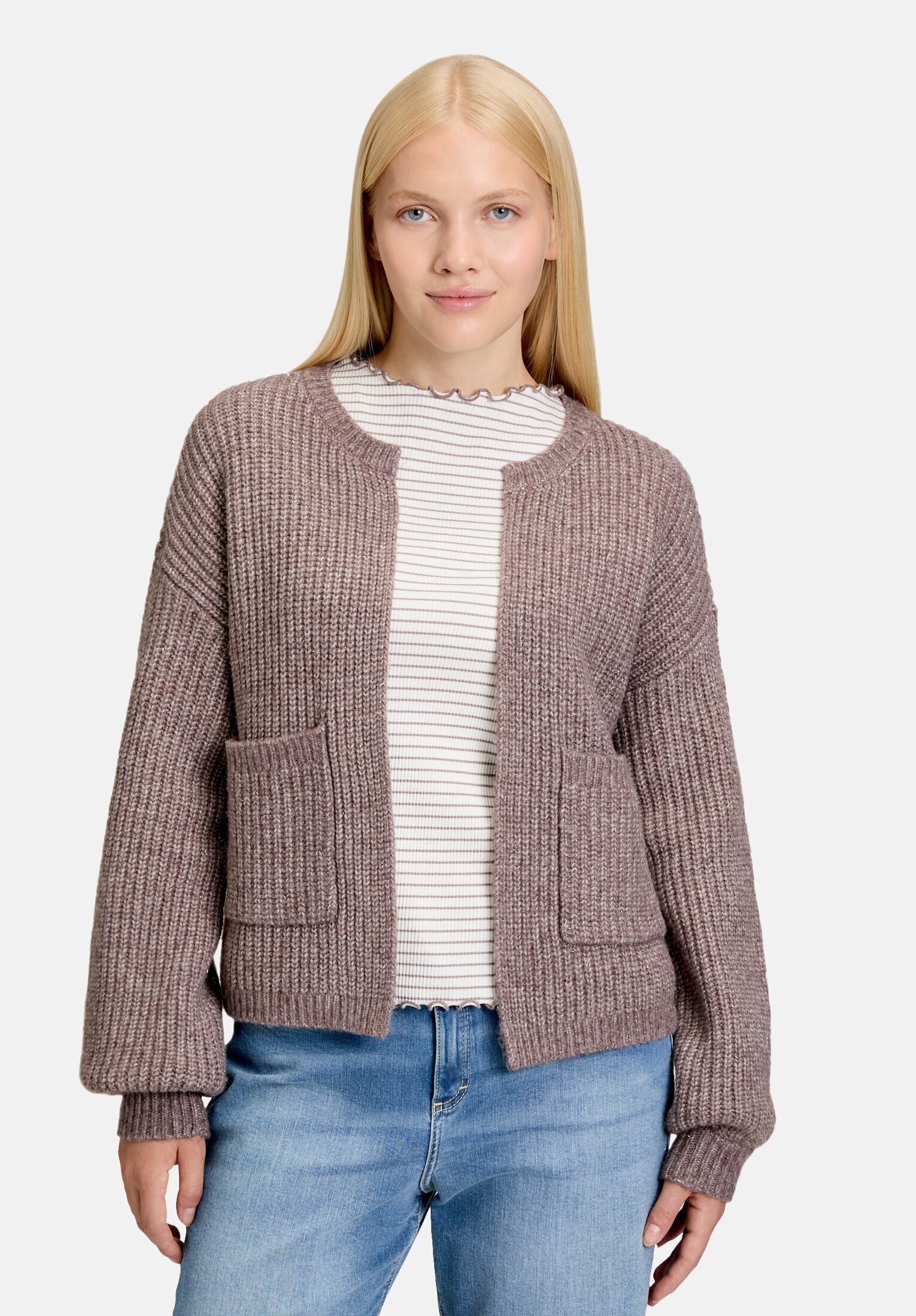 Cartoon Strickjacke Damen mit Taschen (1-tlg)