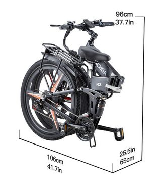 Fangqi E-Bike 26Zoll E-bikes, Shimano 21 Gang,48V/14.5Ah,Farbmonitor, SHIMANO, Kettenschaltung, Heckmotor, (10 tlg., Ausdauer 55km, Ölbremse, Höchstgeschwindigkeit 40km/h), Tempomat, LCD-Bildschirm, Scheinwerfer, Hupe