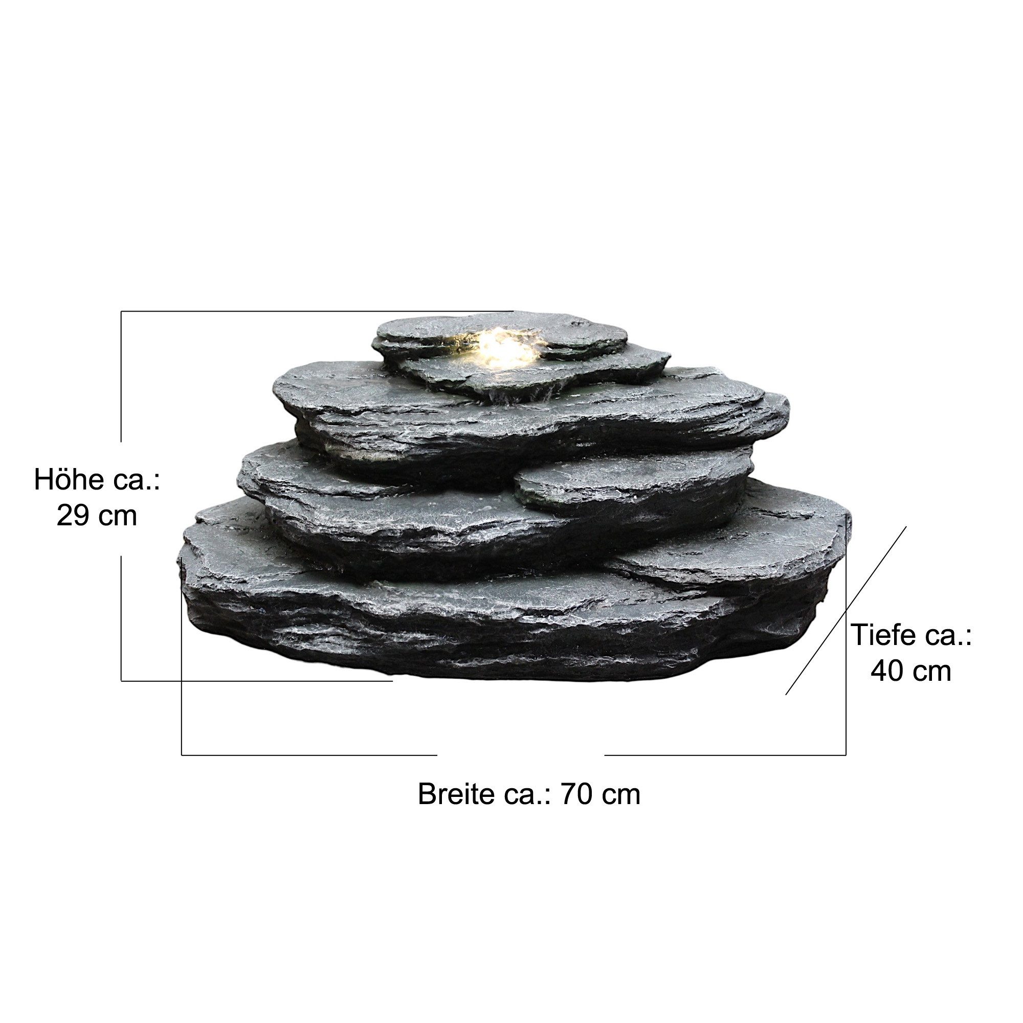 Arnusa Gartenbrunnen Quellstein Bachlauf Quelle mit LED Beleuchtung, 70 cm günstig online kaufen