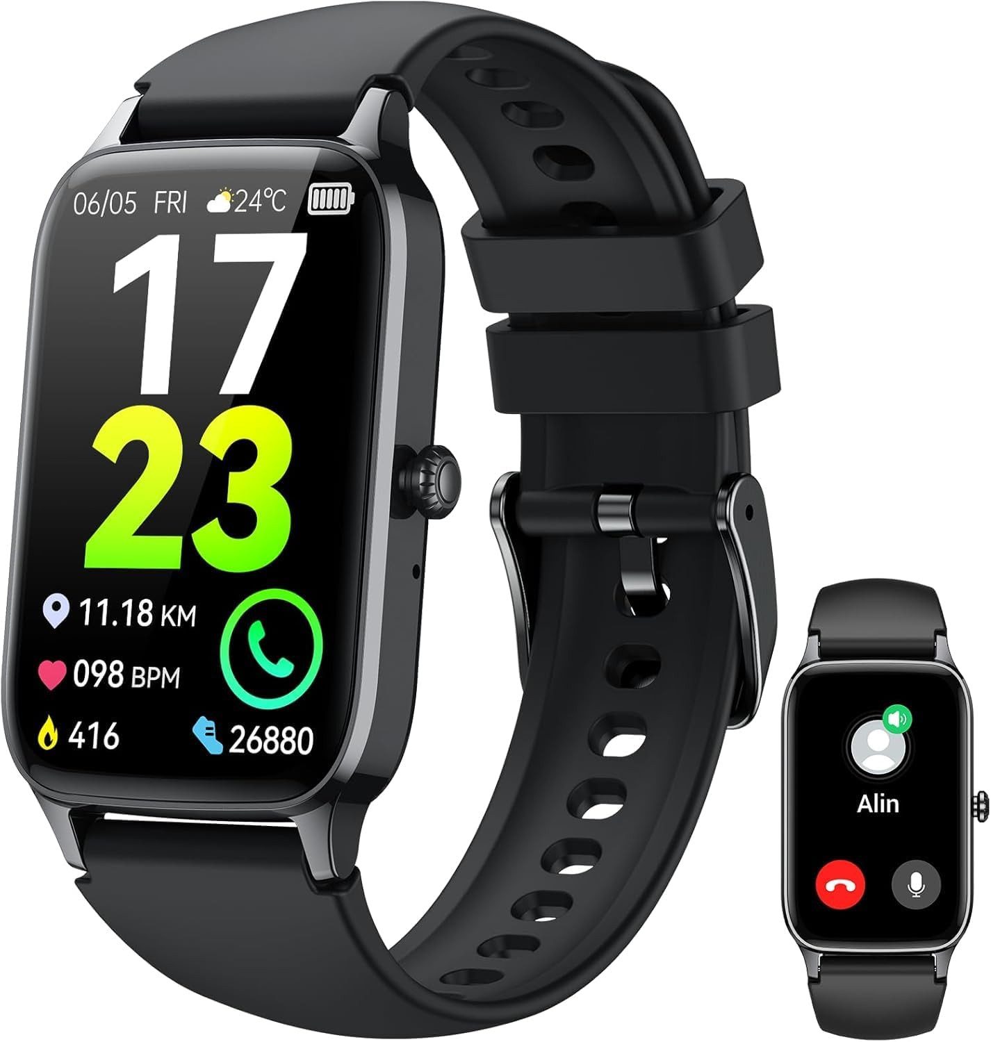 Soudorv P97 Smartwatch (3,9 cm, android ios), Smartwatch mit Bluetooth 5.3 Anrufen 110+ Sportmodi