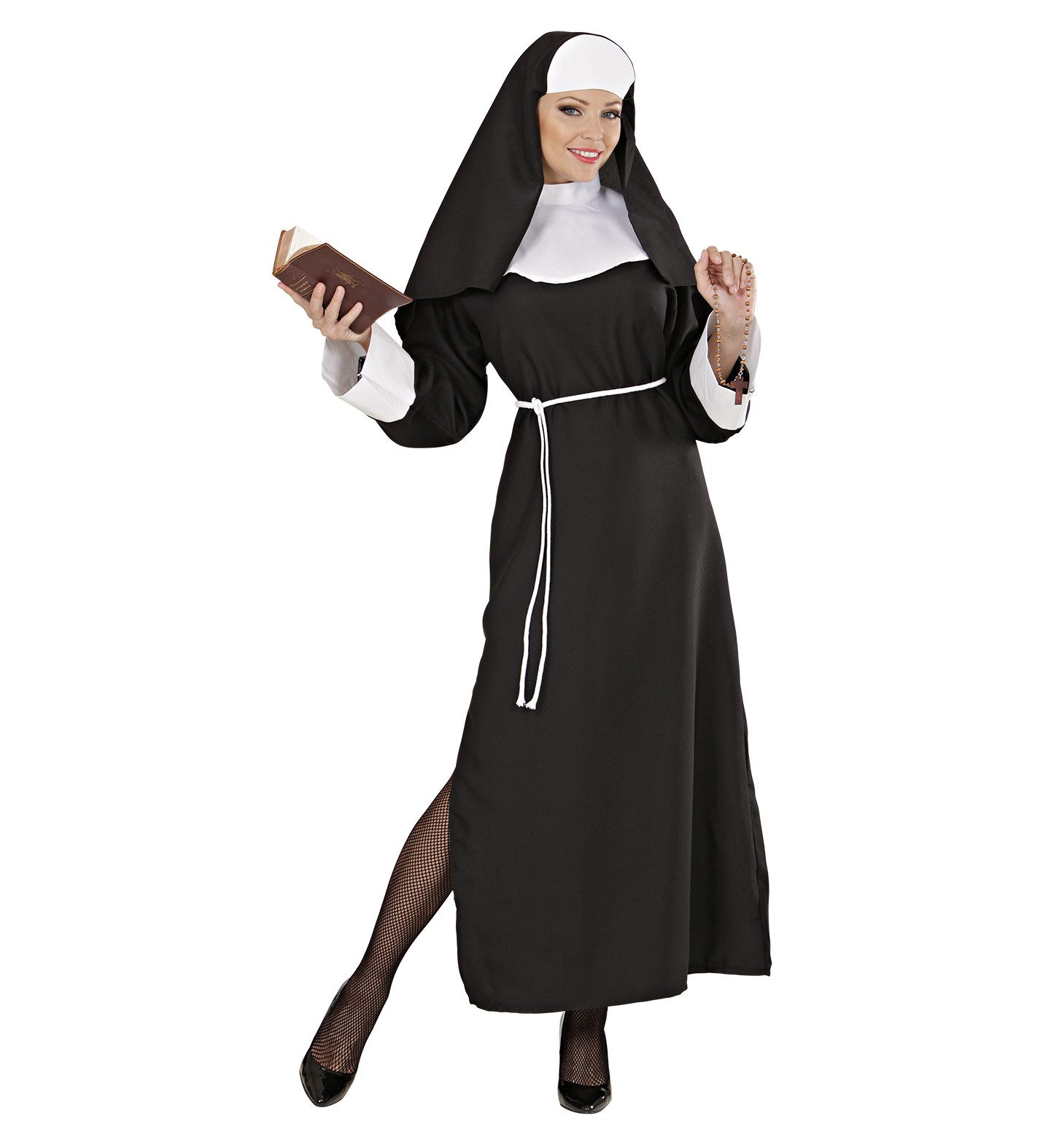Widmann S.r.l. Mönch-Kostüm Kostüm Nonne für Damen, Kleid, Gürtel und Haube