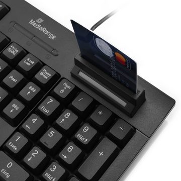 Mediarange Tastatur mit Chip Kartenlesegerät mit Kabel Keyboard schwarz MROS115 Tastatur