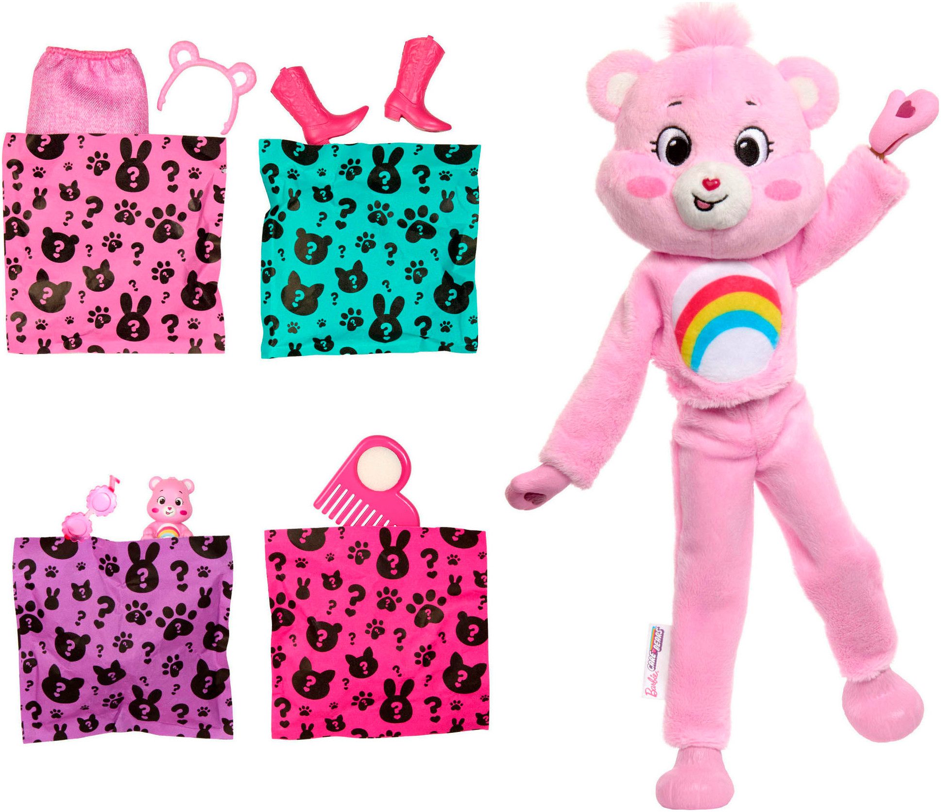 Barbie Anziehpuppe Cutie Reveal, Glücksbärchis Hurrabärchi, inklusive Accessoires