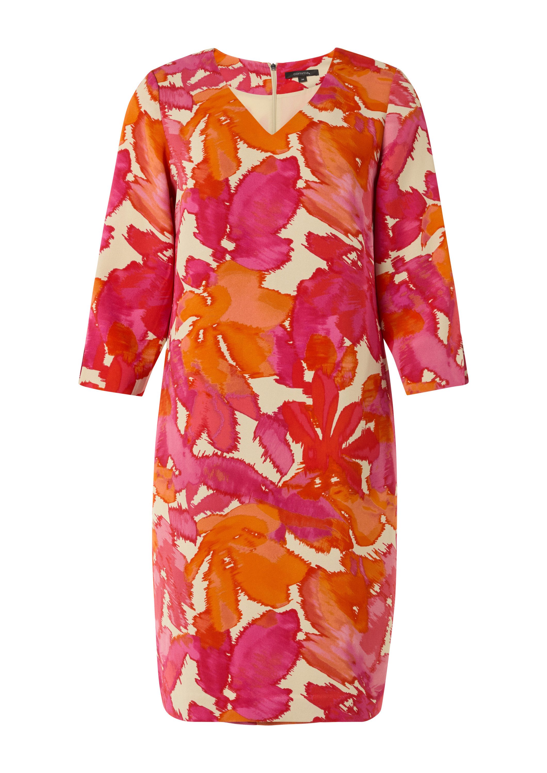comma Minikleid Kleid Gemustertes Kleid aus Crêpe günstig online kaufen