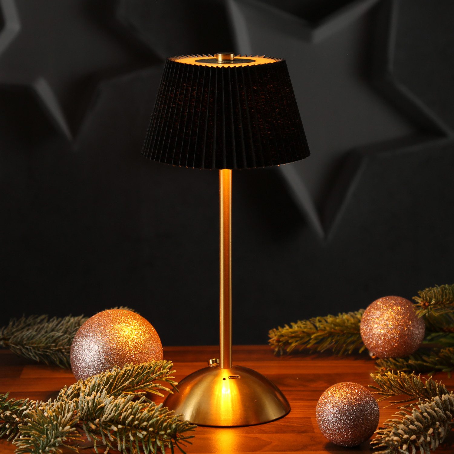 MARELIDA Tischleuchte LED Tischlampe mit Schirm wiederaufladbar dimmbar 3 Lichtfarben 30,5cm, LED Classic, warmweiß (2100K bis 3000K)