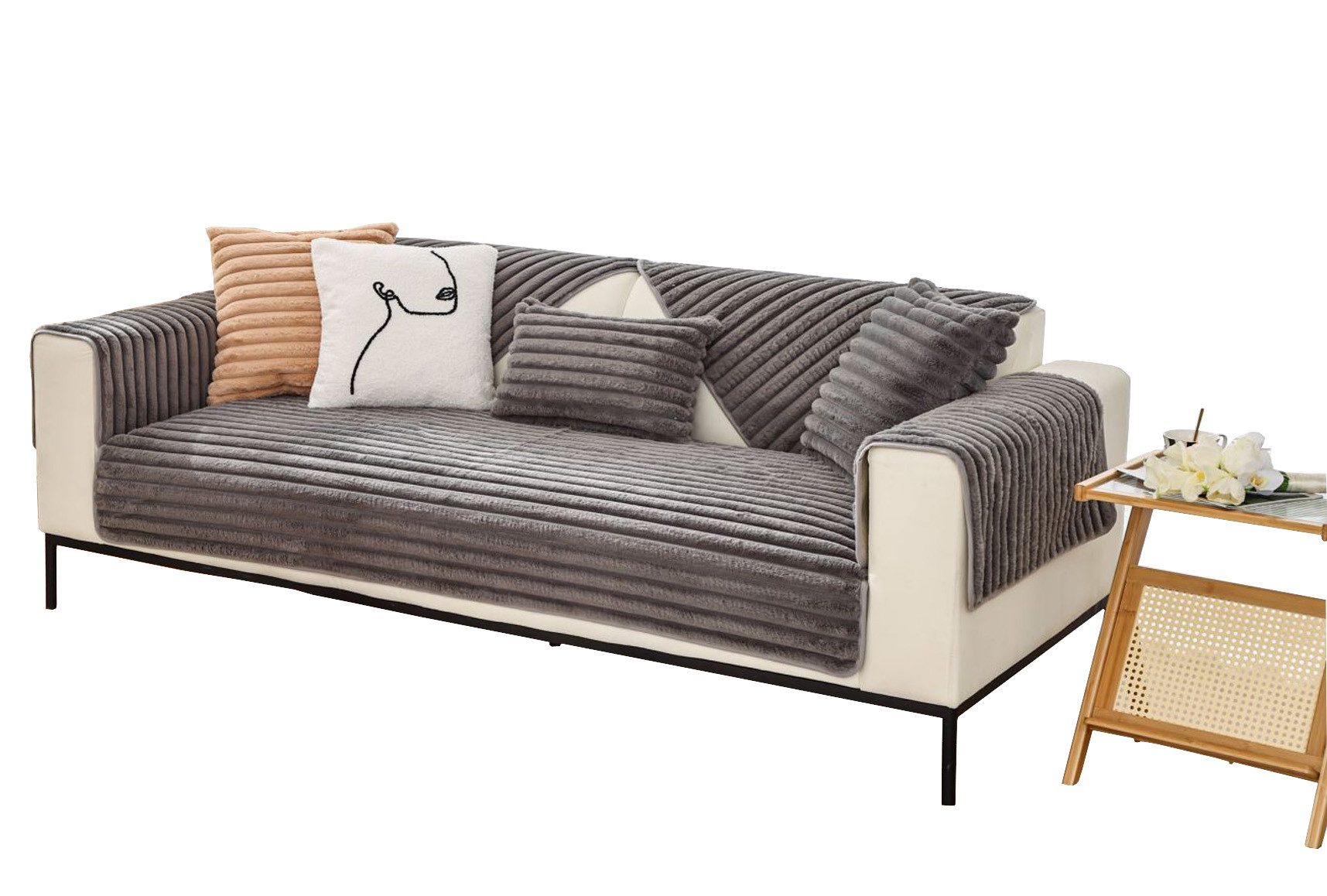 Coonoor Sofaschoner Sofahussen Hussen-Set Sofa Abdeckung Kissen Winter ruts günstig online kaufen