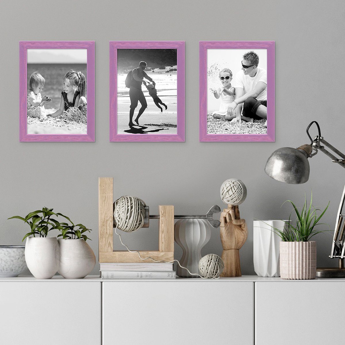 PHOTOLINI Bilderrahmen 3er Set Massivholz-Rahmen - günstig online kaufen