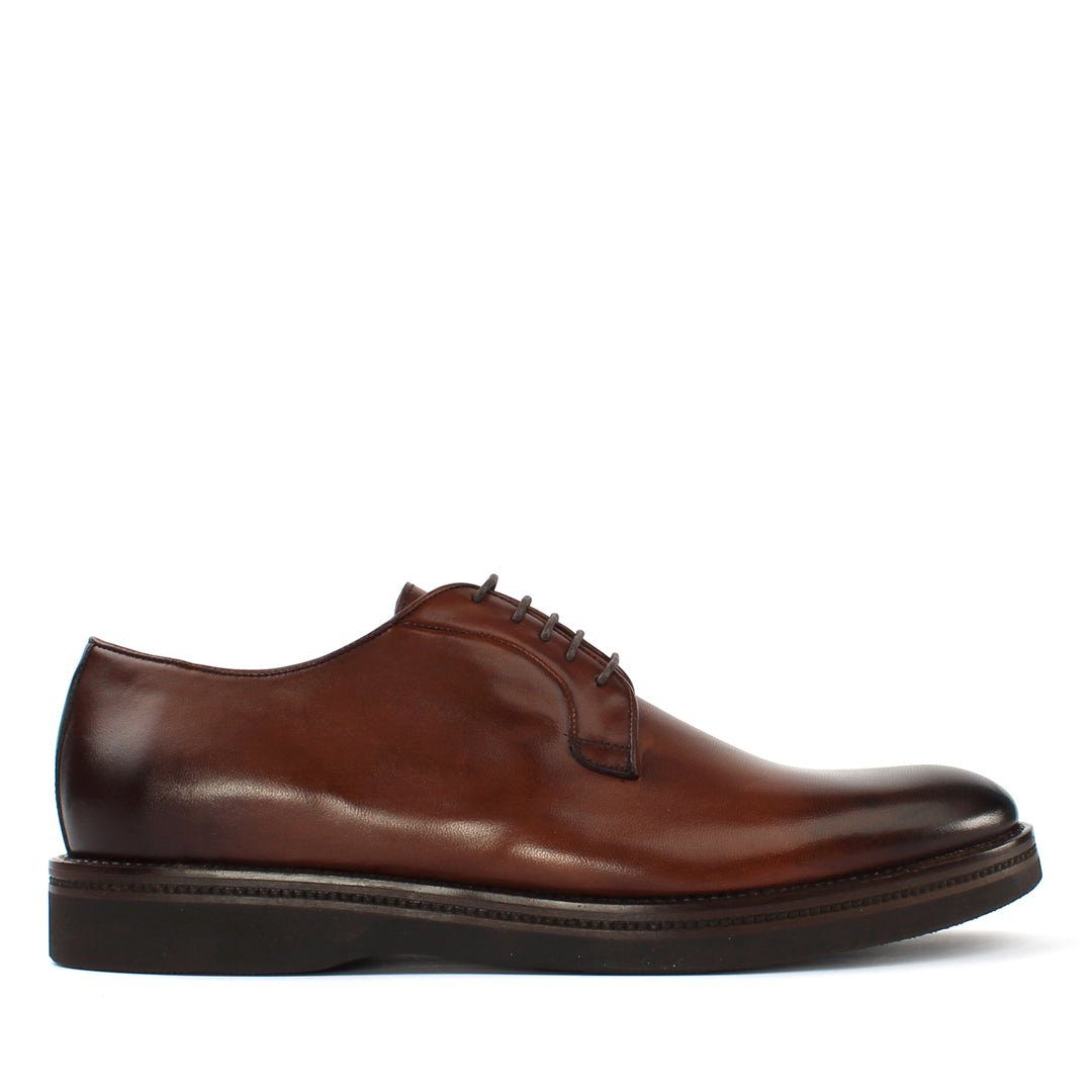 Celal Gültekin Klassische Schnürschuhe Plateau Business Herren Schnürschuh Glattleder, Echtleder-Futter, Plateausohle, Braun, 42