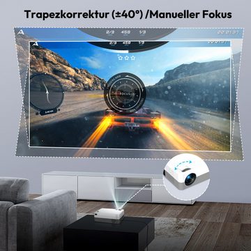 XGODY 4K HD Android,5G WiFi,HDMI FHD,Tragbares Heimkino LED-Beamer (7000 lm, 3000:1, 1280*720 px, Android10.0, Allwinner H700, CCC/CE Patente)