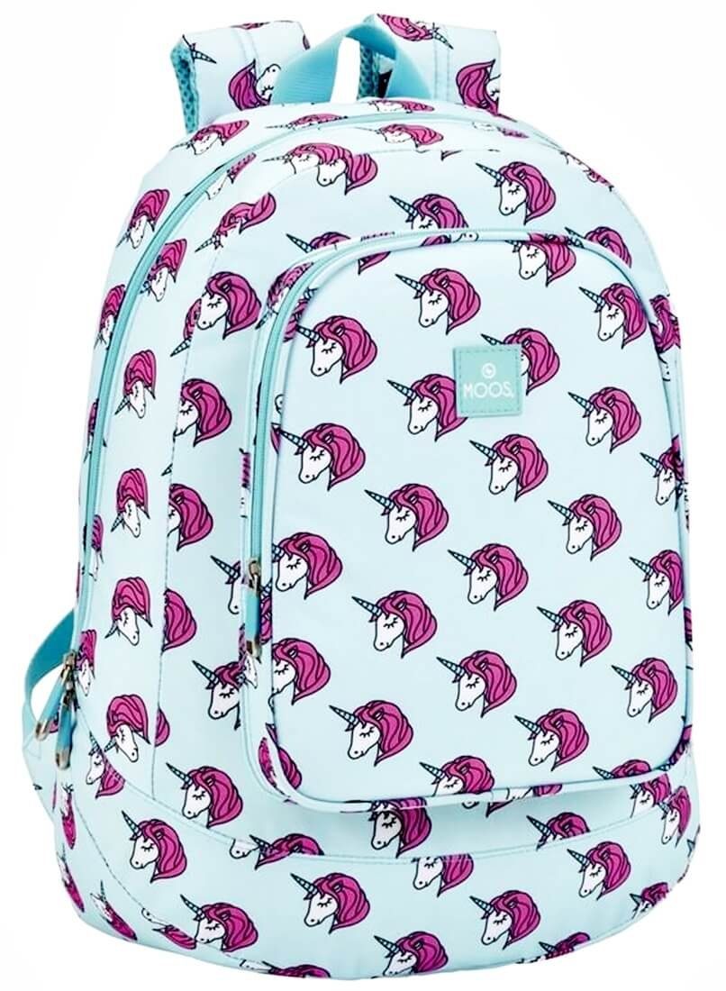 TOP! Kinderrucksack Moos Unicorn - Einhorn - Rucksack, 46x33x17,5 cm (Reißverschluss, Mädchen), Schultergurt