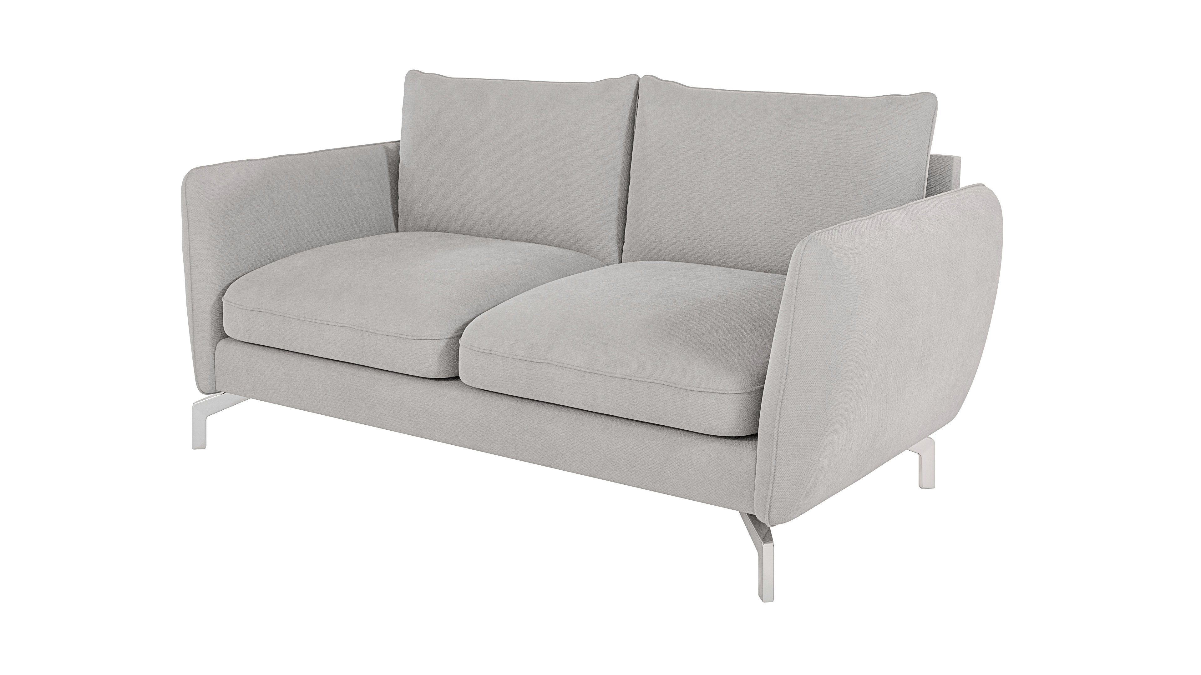 Modernes Benita 2-Sitzer S-Style Möbel mit Wellenfederung Silber Sofa Metall mit Füßen,