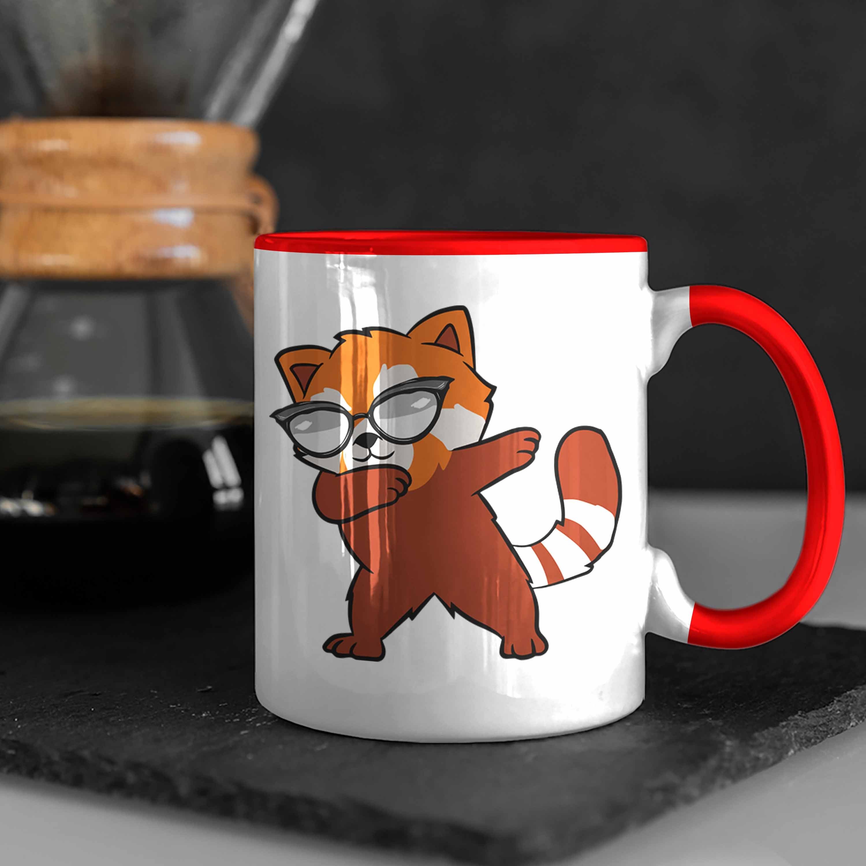 Dancing Trendation Mädchen Tasse Grafik Lustige Panda - Trendation Kinder Tasse Roter Dab Cooler für Musik Geschenkidee Jungs