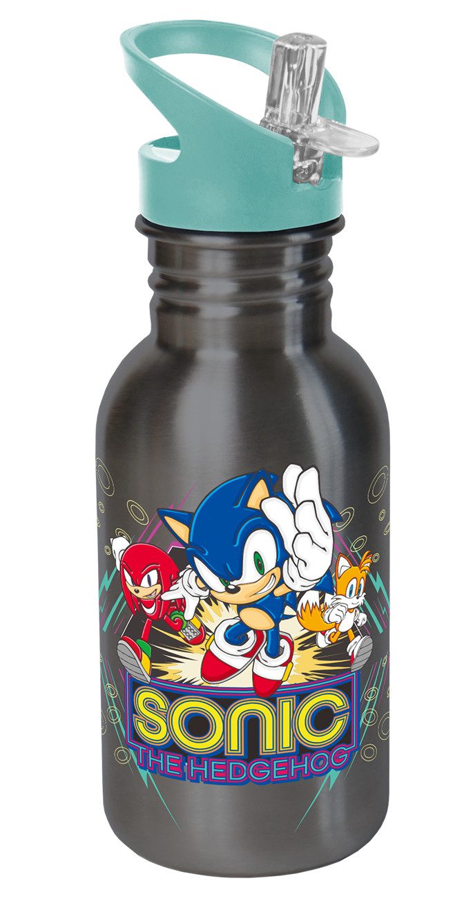 Geda Labels GmbH Trinkflasche Sonic Retro, Türkis, 500ml, ausklappbarer Trinkhalm
