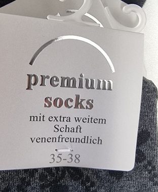 Toker Collection® Gesundheitssocken Damen Socken mit extra weitem Schaft,venenfreundlich, 3er Pack (Packung, 3er Pack) atmungsaktiv