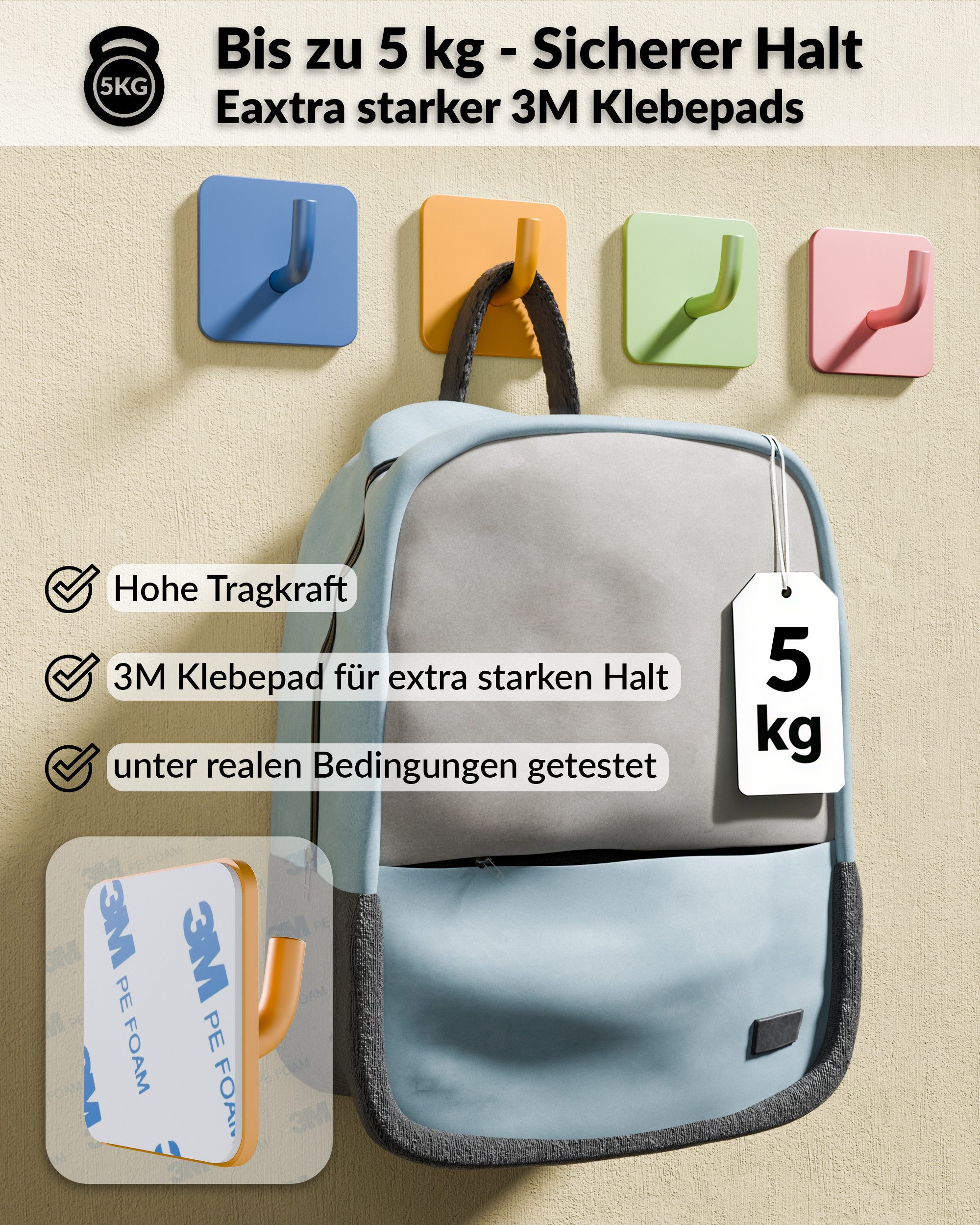 DEKAZIA Klebehaken Bunt Kindergarderobe Garderobe Kinder Kleiderhaken Kinde günstig online kaufen