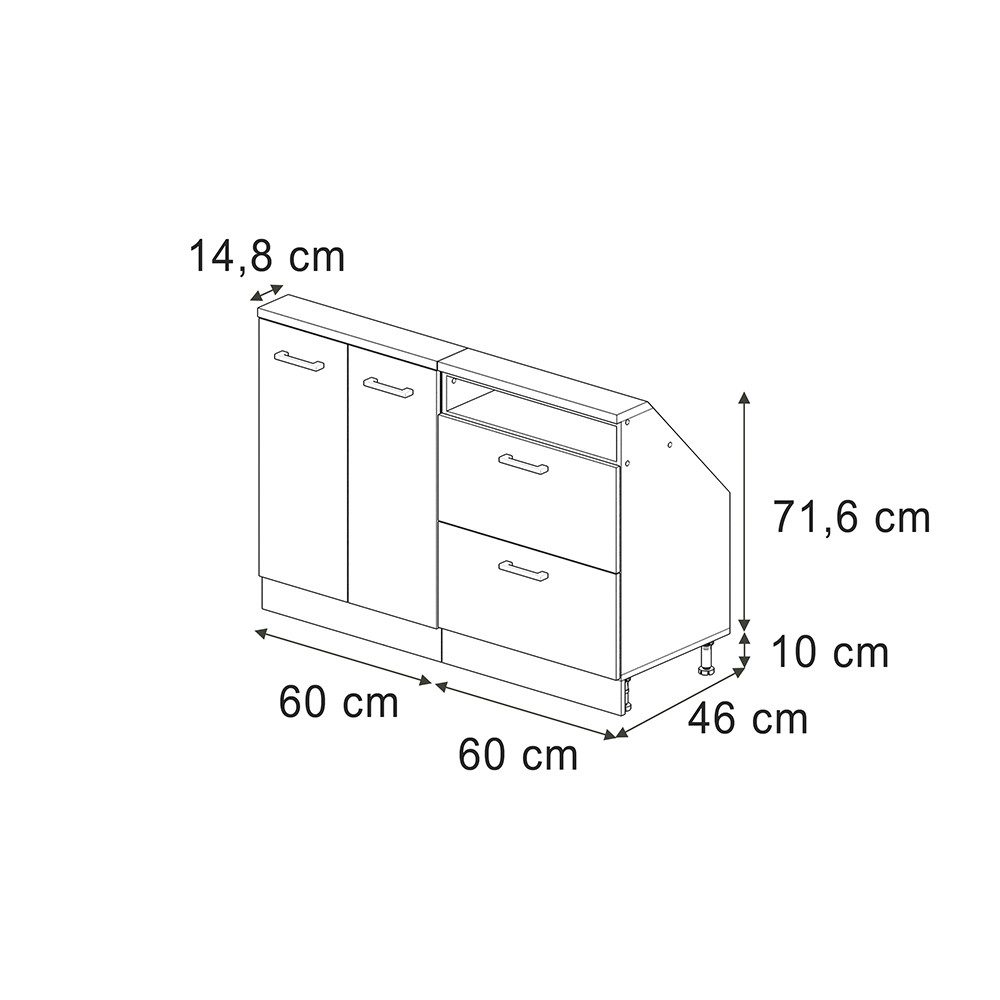 Vicco Unterschrank R-Line, Weiß Hochglanz/Anthrazit, 120 günstig online kaufen