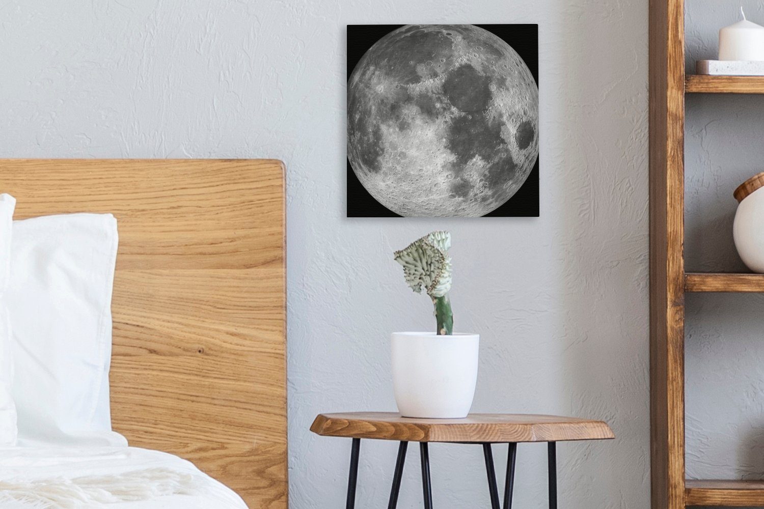 (1 Wohnzimmer Nacht, Bilder Weltraum für - Schlafzimmer Leinwandbild - Leinwand Mond St), OneMillionCanvasses®