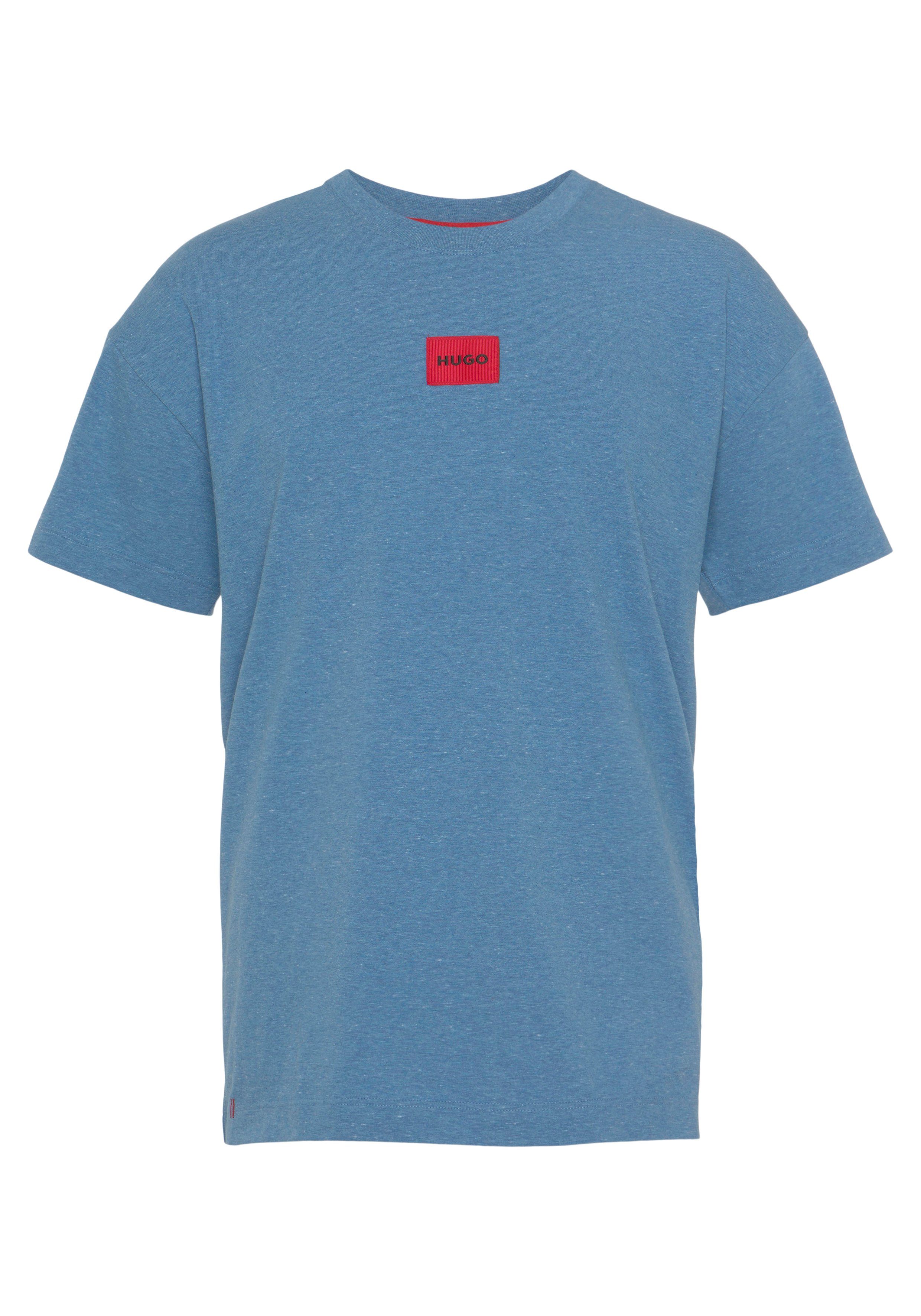 HUGO T-Shirt Melange T-shirt in besonderer Melange Optik und mit Logo Print