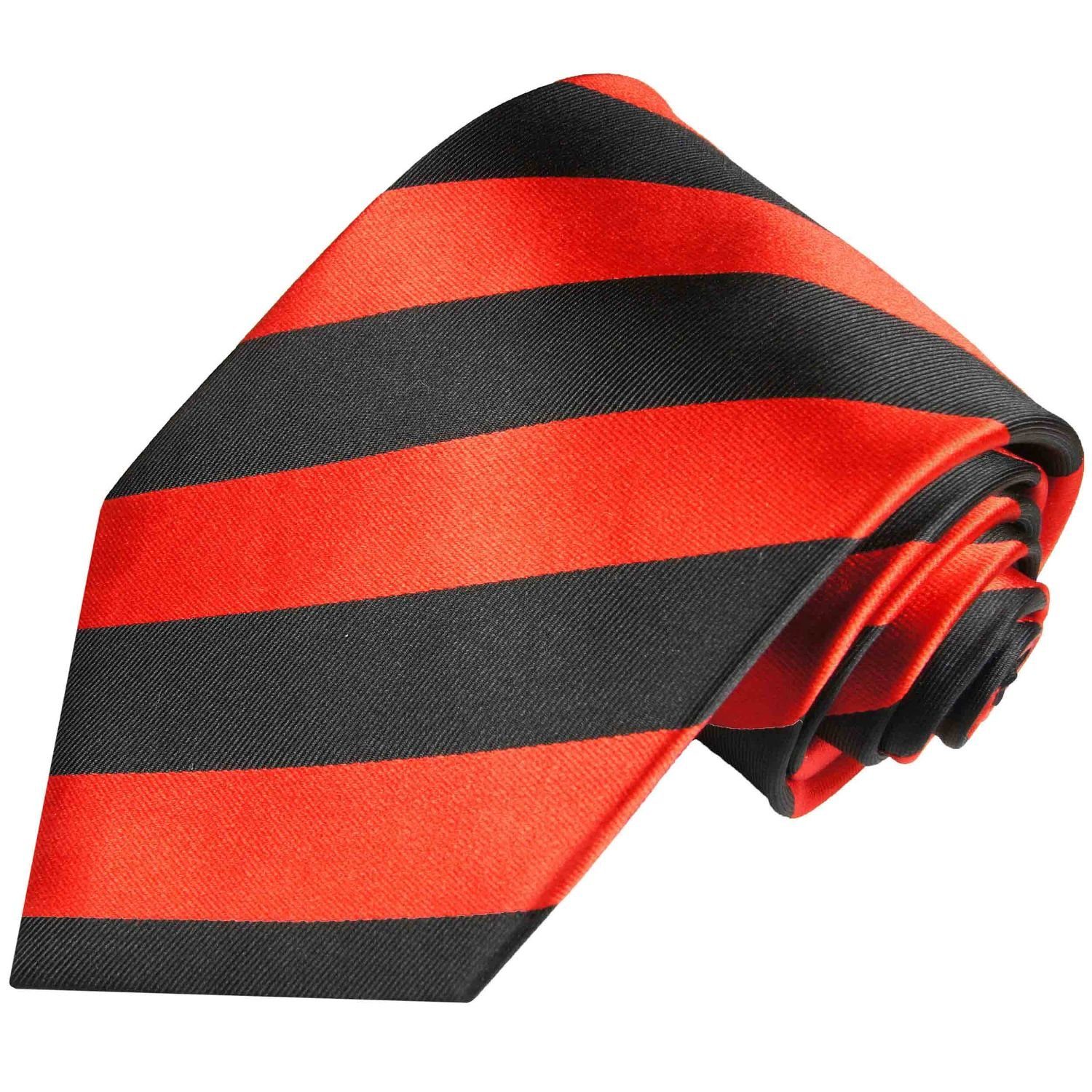 Krawatte (6cm), modern 719 Schmal Designer Herren Schlips Seidenkrawatte Seide Malone gestreift rot schwarz 100% Paul
