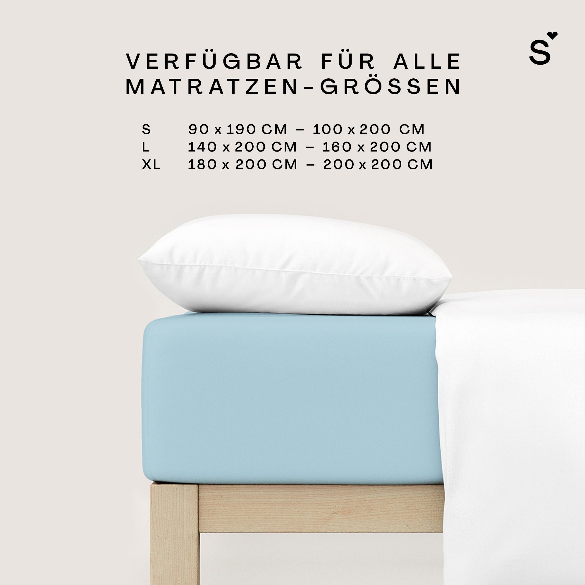 Schlafgut Spannbettlaken Basic Cotton Bettlaken, 160 g/m², 100% Baumwolle, Spannbetttuch, Jersey, Gummizug: rundum, (1 Stück), Spannbettlaken bis 20 cm Matratze – Bild 4 von 5