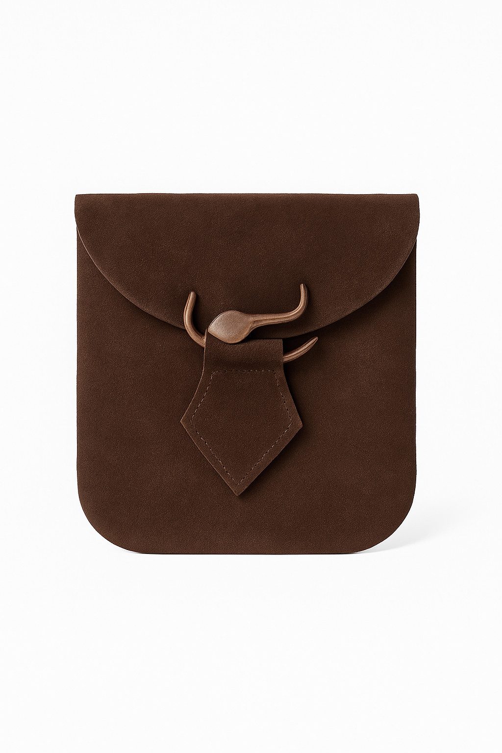 Leonardo Carbone Wikinger-Kostüm Leder-Gürteltasche "Adelie" mit Schlangenschließe, handgeschnittenes Veloursleder, dreieckige Lasche