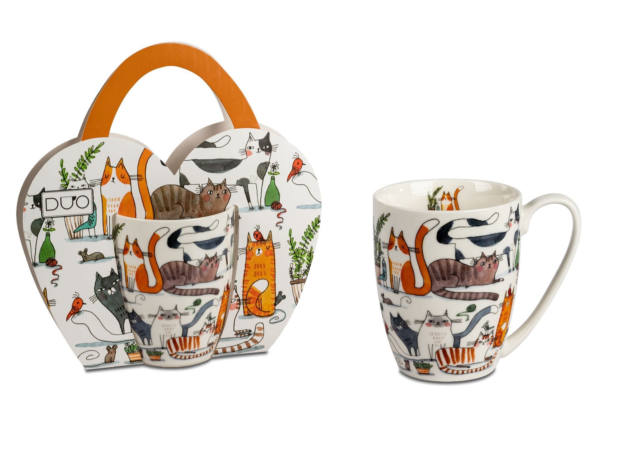 formano Tasse Weiß, Durchmesser 8 cm, Porzellan, in Geschenkbox, Weiß, Motiv: Katzen