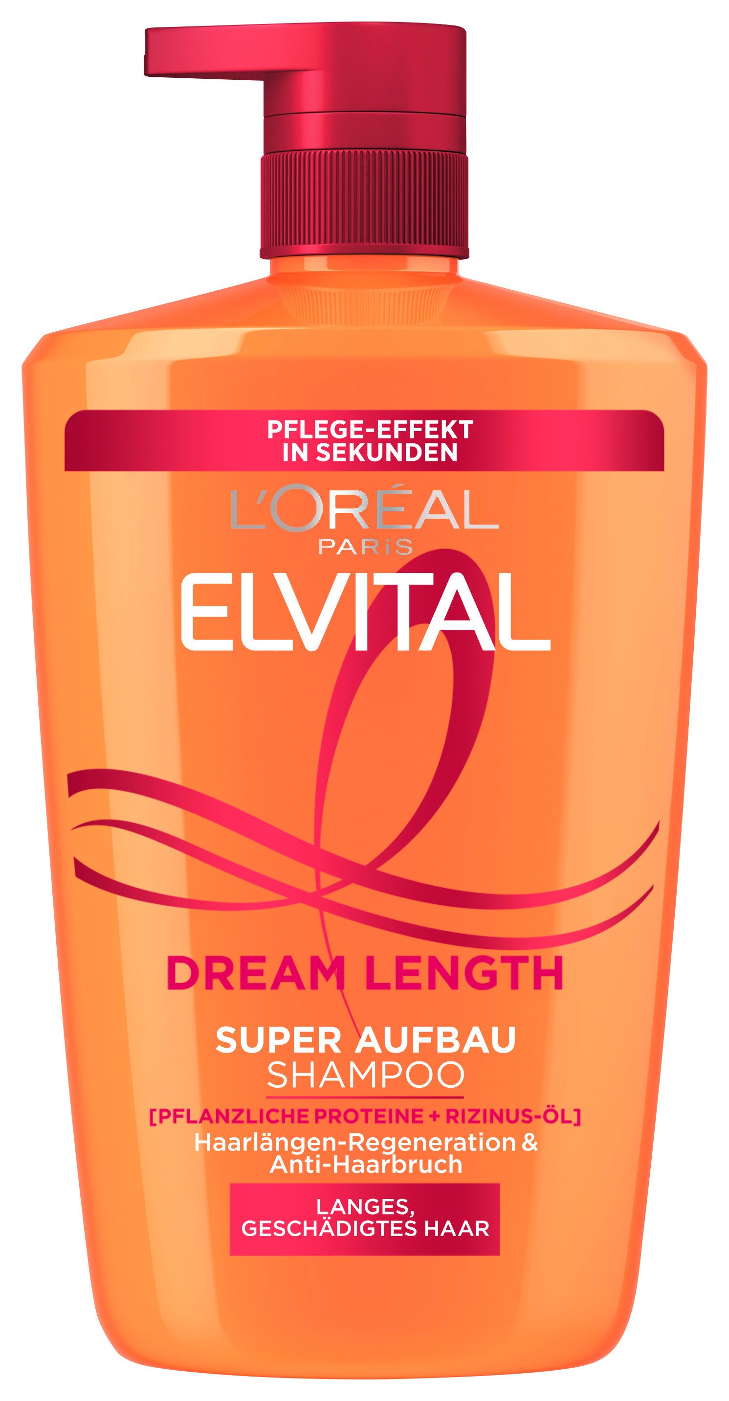 L'ORÉAL PARIS Haarshampoo Elvital Dream Length Shampoo, Spendet Feuchtigkeit, mittlere Deckkraft, passt sich dem Hautton an.