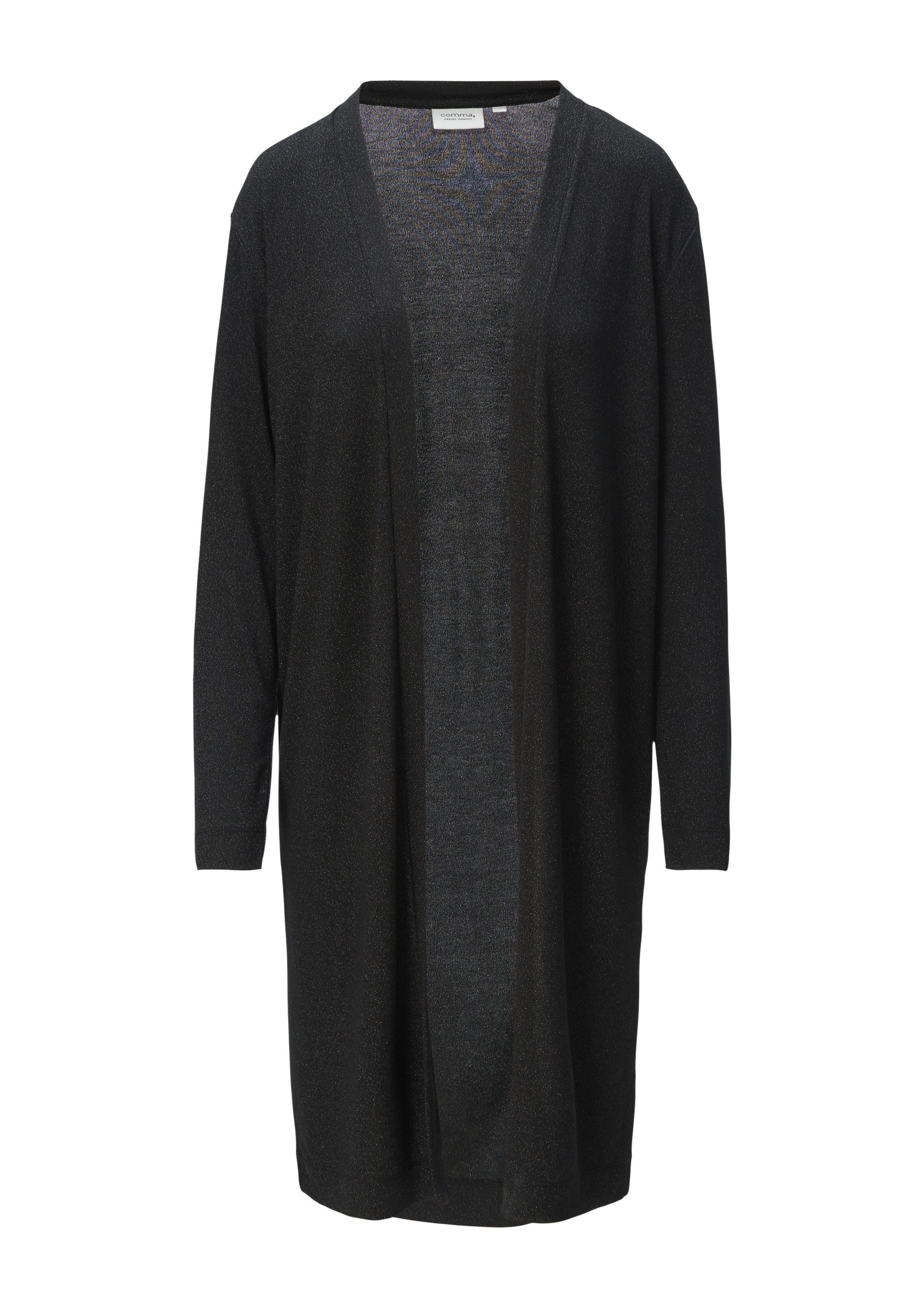 comma Cardigan T-Shirt Langer Jersey-Cardigan mit Metallic-Effekt