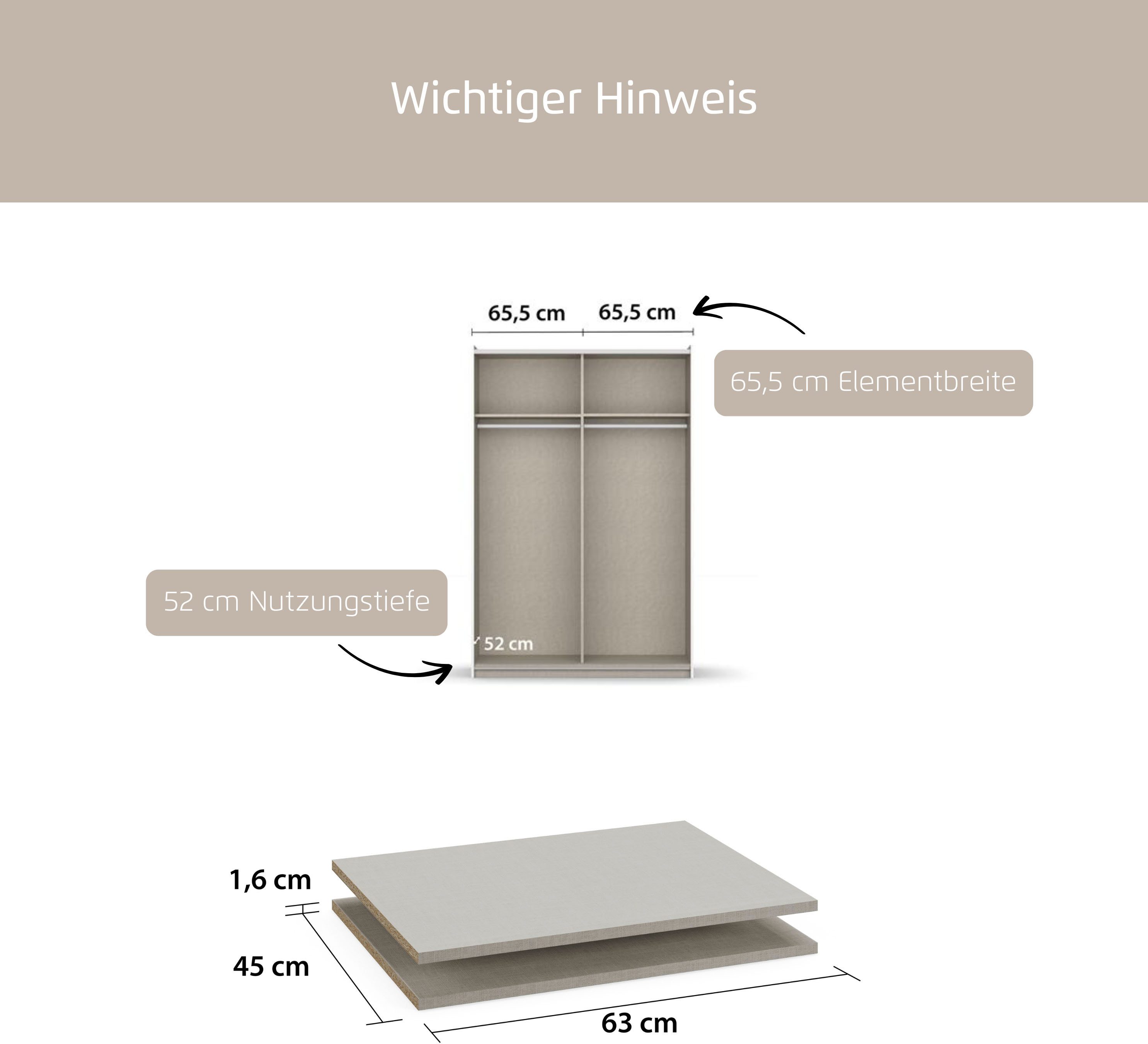 rauch Einlegeboden Zubehör für Rauch-Schwebetürenschränke BLUE, 2er-Set Breite 63 cm, Tiefe 45 cm