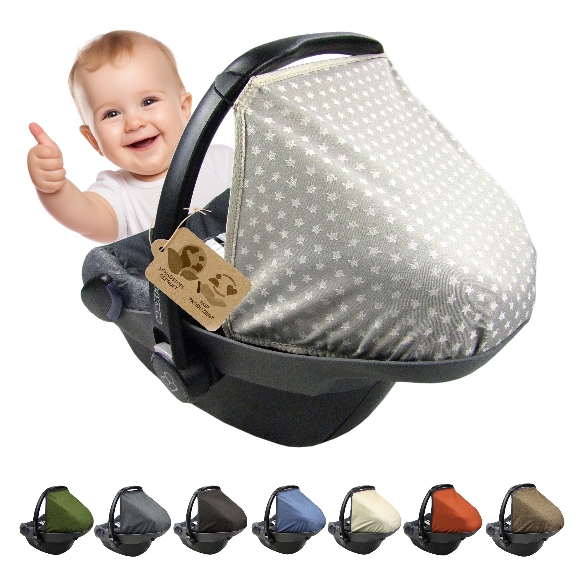 BambiniWelt by Rafael K. Babyschale Sonnenverdeck für Babyschale kompatibel mit Maxi Cosi Pebble + KP, ab: 0+, bis: 14 Monate