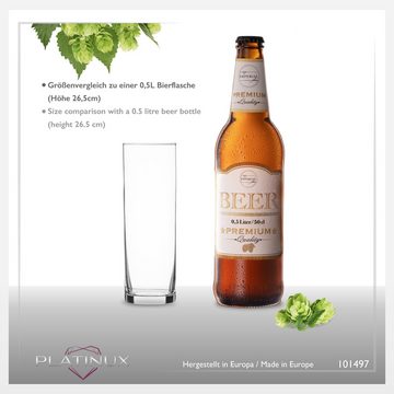 PLATINUX Bierglas Hohe Biergläser, Glas, 200ml (max. 240ml) Bierstangen Kölschglas Spülmaschinenfest