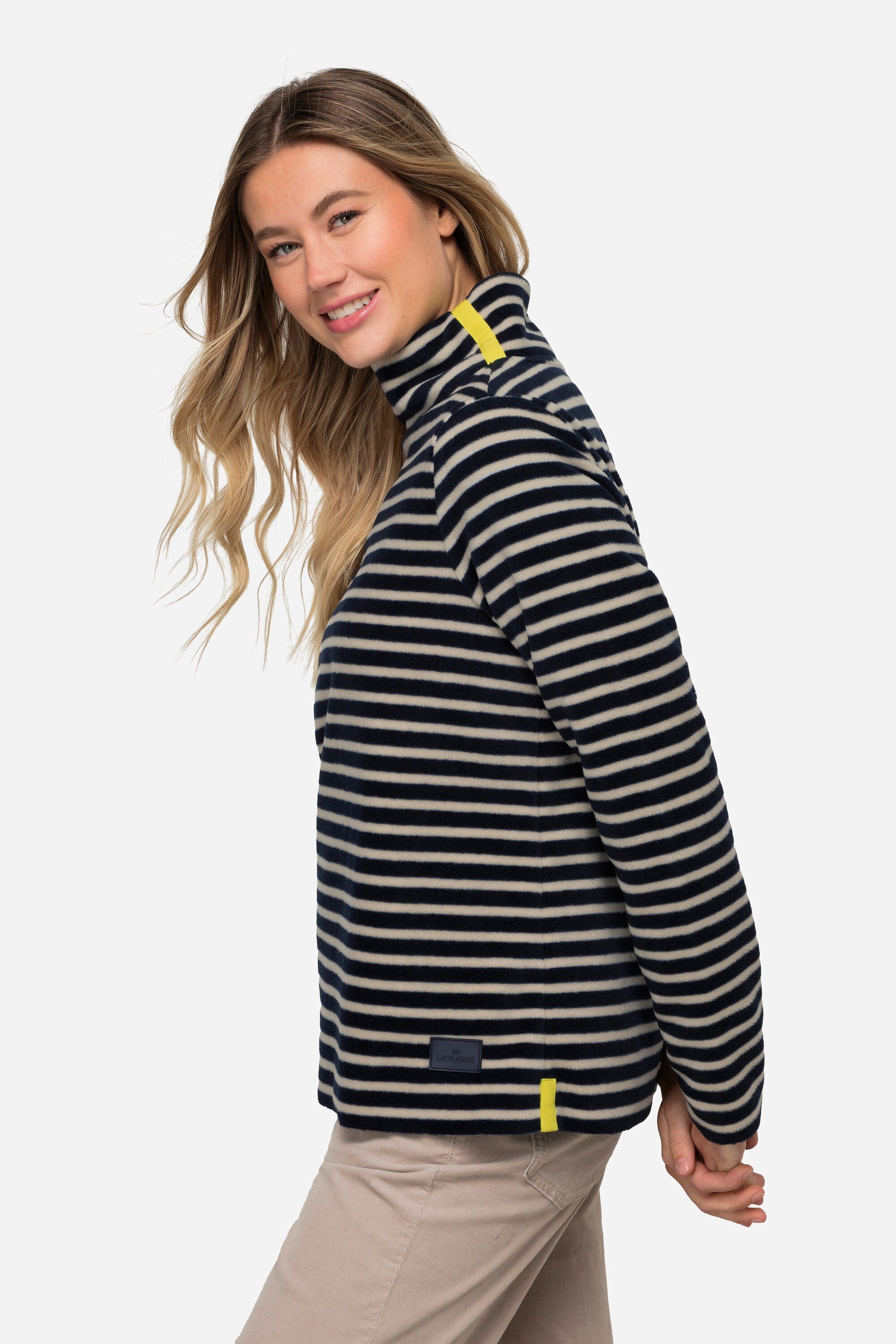 Laurasøn Sweatshirt Pullover geringelter Fleece Stehkragen Langarm