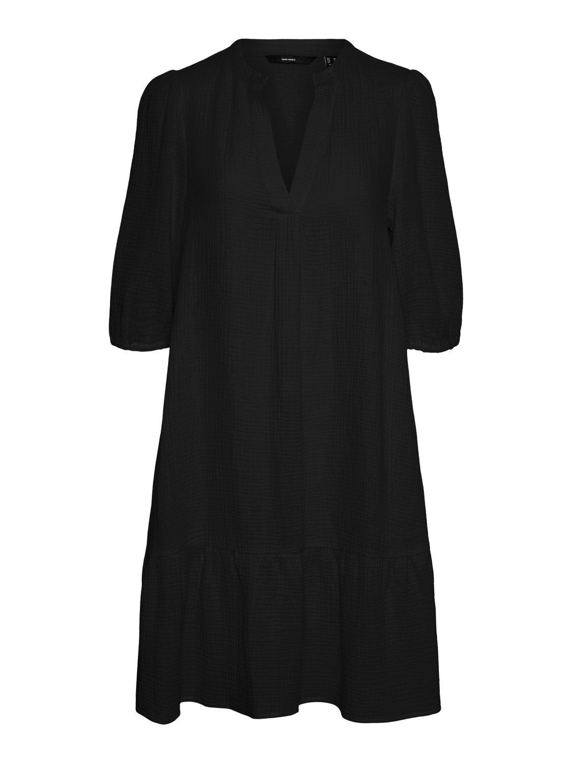 4096 Kleid 1-tlg) Midi Halbarm Schwarz in Vero Moda VMNATALI Blusen Tunika Shirtkleid (knielang,