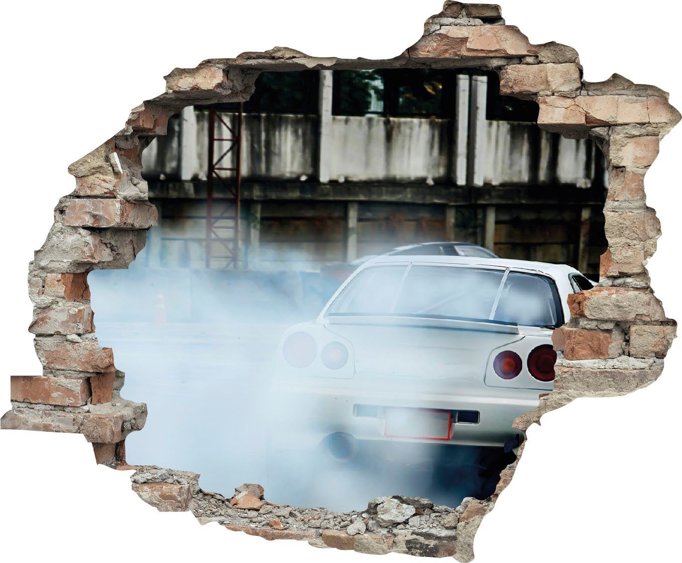 queence Wandtattoo Auto (1 St), Wandsticker, Wandbild, selbstklebend, 3D, Wanddurchbruch