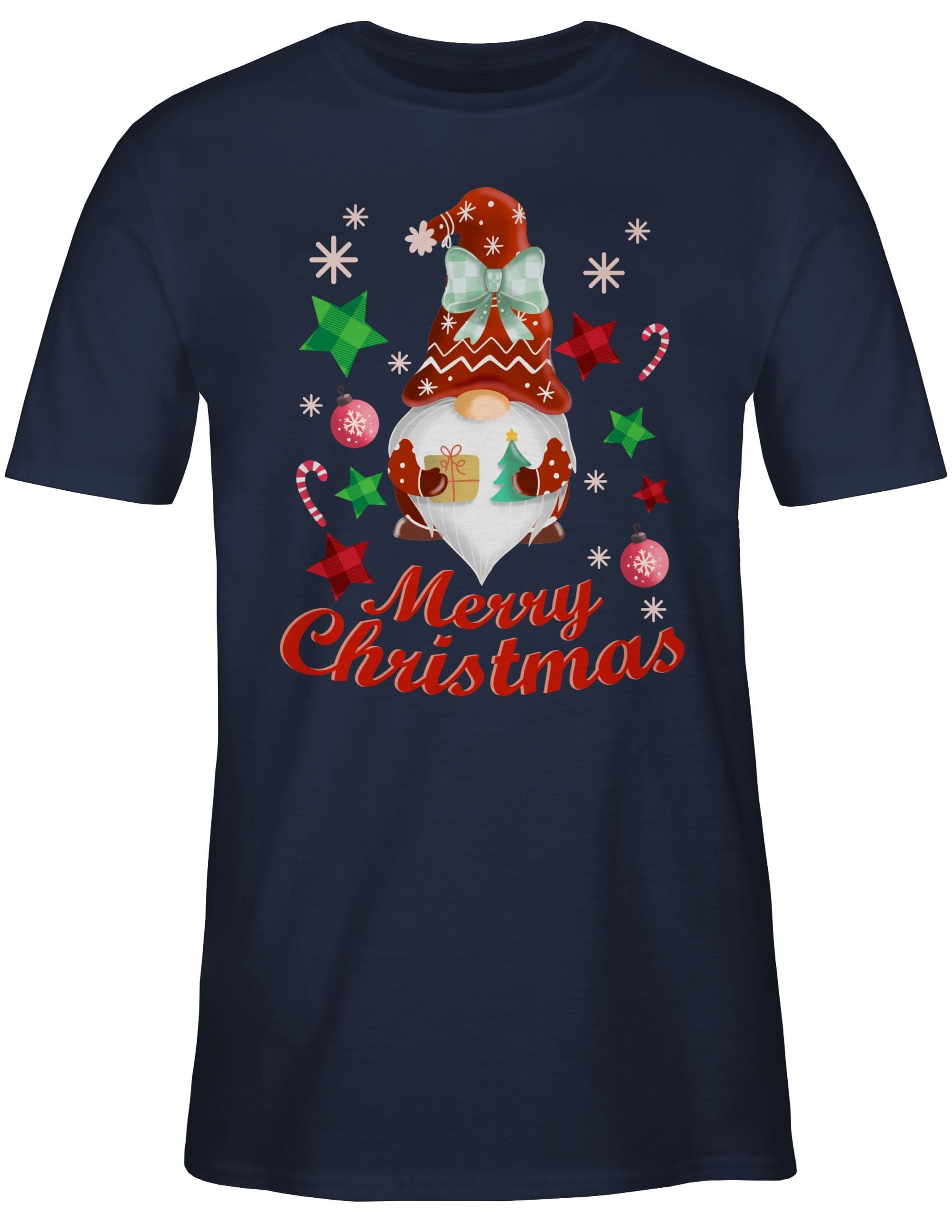 Weihachten Navy Blau Weihnachtlicher Kleidung Wichtel Shirtracer T-Shirt 02