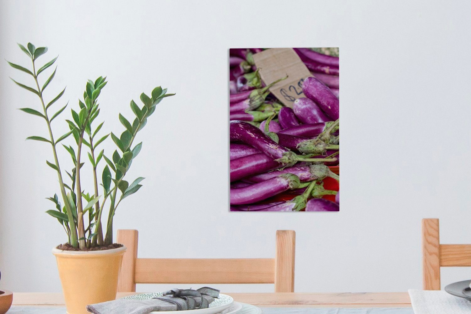 cm Markt Aubergine in OneMillionCanvasses® einem Gemälde, (1 inkl. 20x30 bespannt St), auf Leinwandbild fertig Leinwandbild melongena) Fidschi, Zackenaufhänger, (Solanum