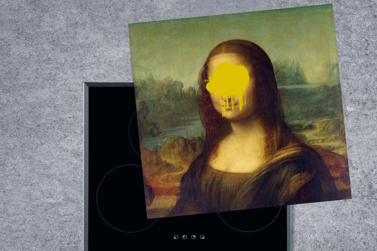 MuchoWow Herdblende-/Abdeckplatte cm, da Lisa Kunst, Leonardo Vinci tlg), (1 für Ceranfeldabdeckung, Vinyl, - Mona Arbeitsplatte - küche 78x78