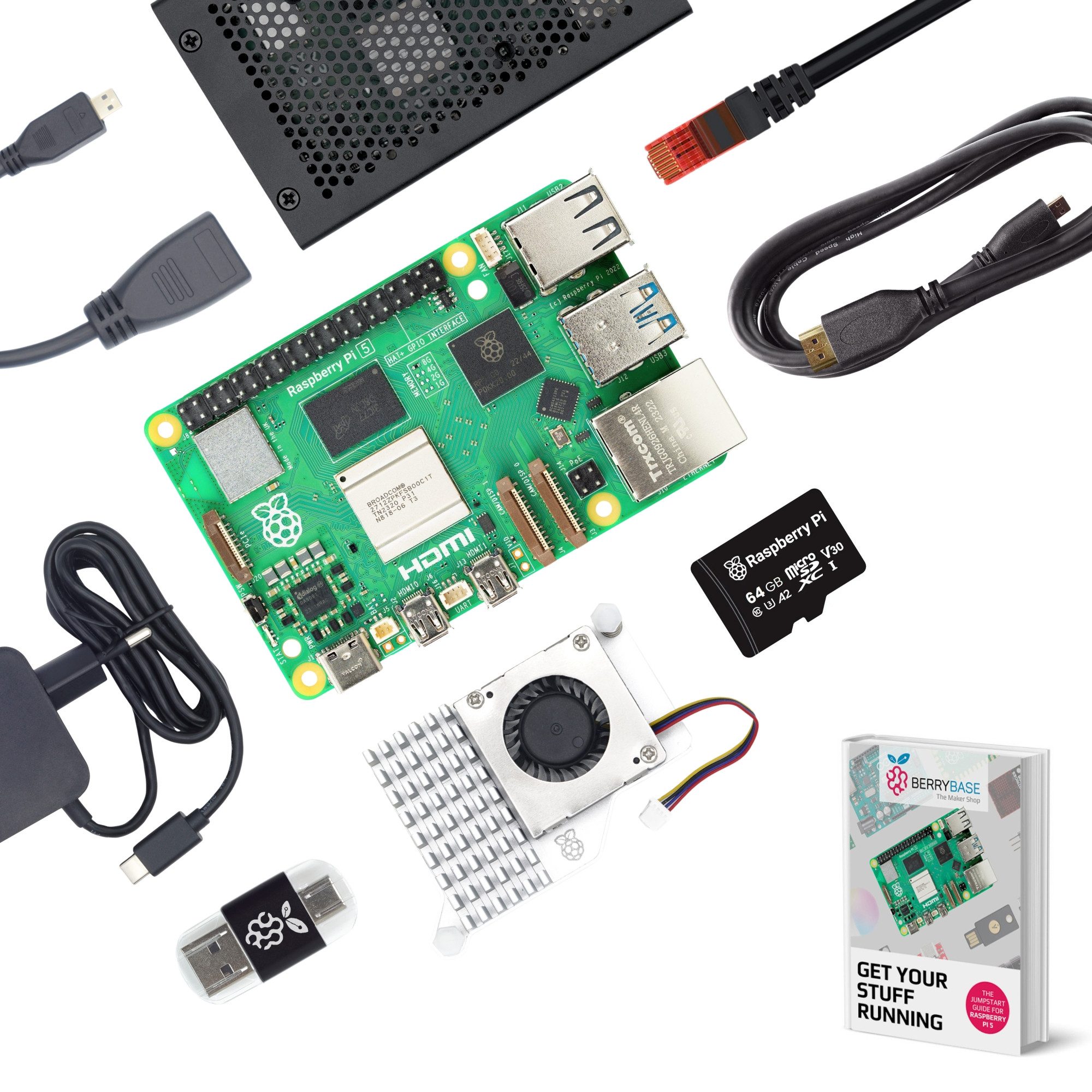 BerryBase BerryBase Raspberry Pi 5 4GB Starter Kit mit Aktivkühler und Mini-PC Barebone