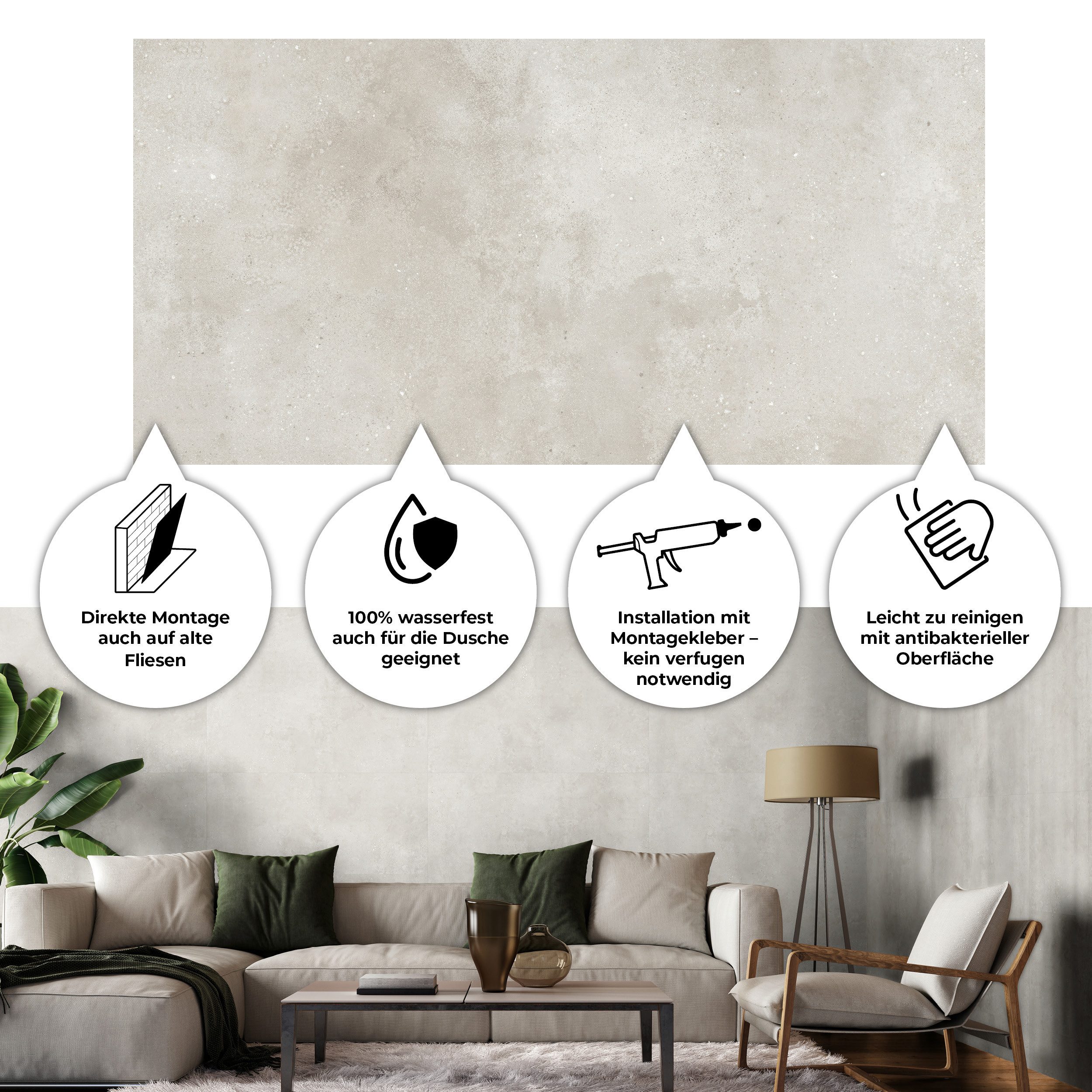 Revet Wandpaneel XL-Wandfliese Kunststoff - wasserfest, robust, alte Fliesen überkleben, BxL: 60x120 cm, 0,72 qm, (Packung mit 2,16 m², 3-tlg., Versandkostenfreie Lieferung) Wandverkleidung im Fliesendesign, wasserfest, pflegeleicht