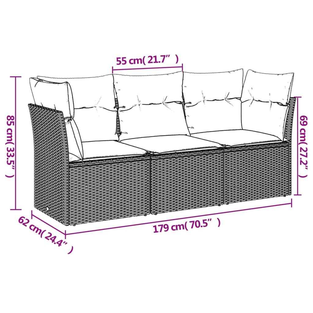 vidaXL Gartenlounge-Set 3-tlg. Garten-Sofagarnitur mit Kissen günstig online kaufen