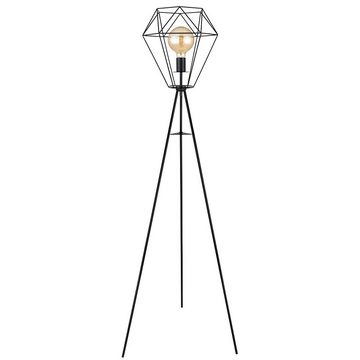 etc-shop Stehlampe, Leuchtmittel nicht inklusive, Stehleuchte Retro Wohnzimmerleuchte schwarz Stehlampe Käfigschirm