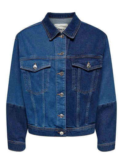 ONLY Jeansjacke Colour Block Jeansjacke Langarm Denim Übergang Basic Vintage ONLKIM 4882 in Blau