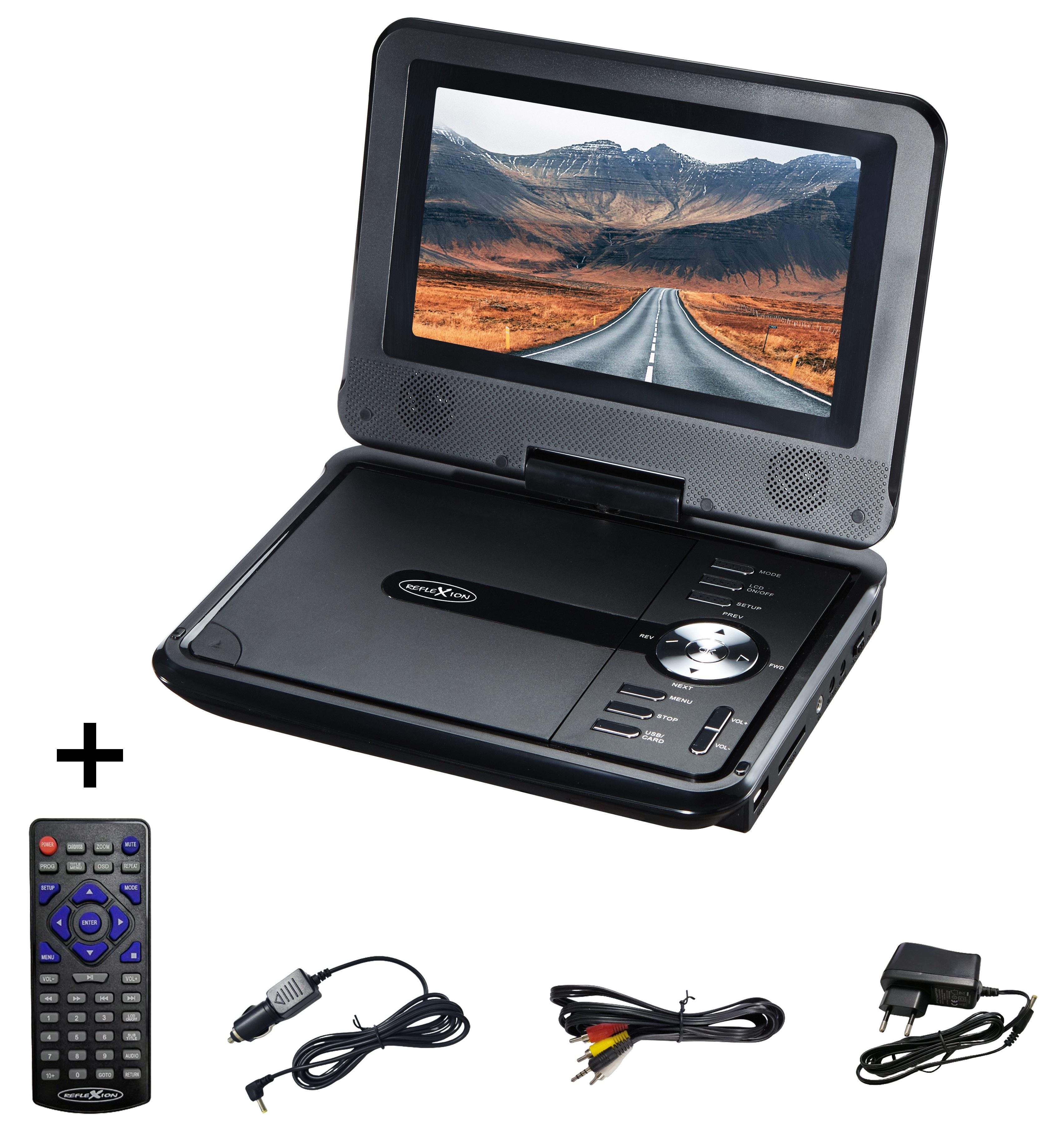 Reflexion DVD7002N Portabler DVD-Player (Eingebauter Akku, AV-IN, AV-Out, USB, SD-Slot, 12V Auto-Adapter) – Bild 4 von 5