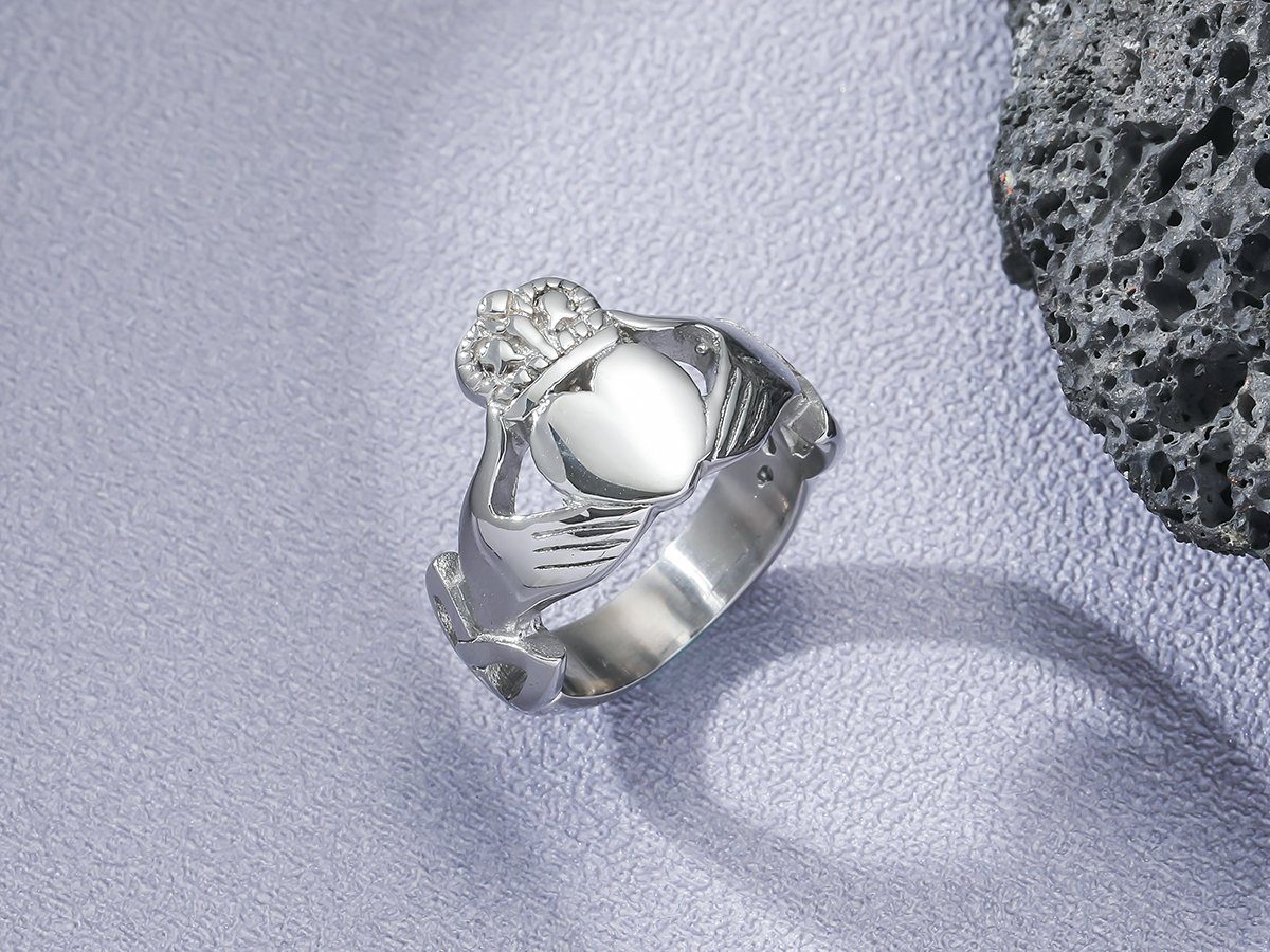 Ring, der und Claddagh Herz Fingerring Eyecatcher Krone Ring Ring Hand Silber in Raute, Silberfarbener