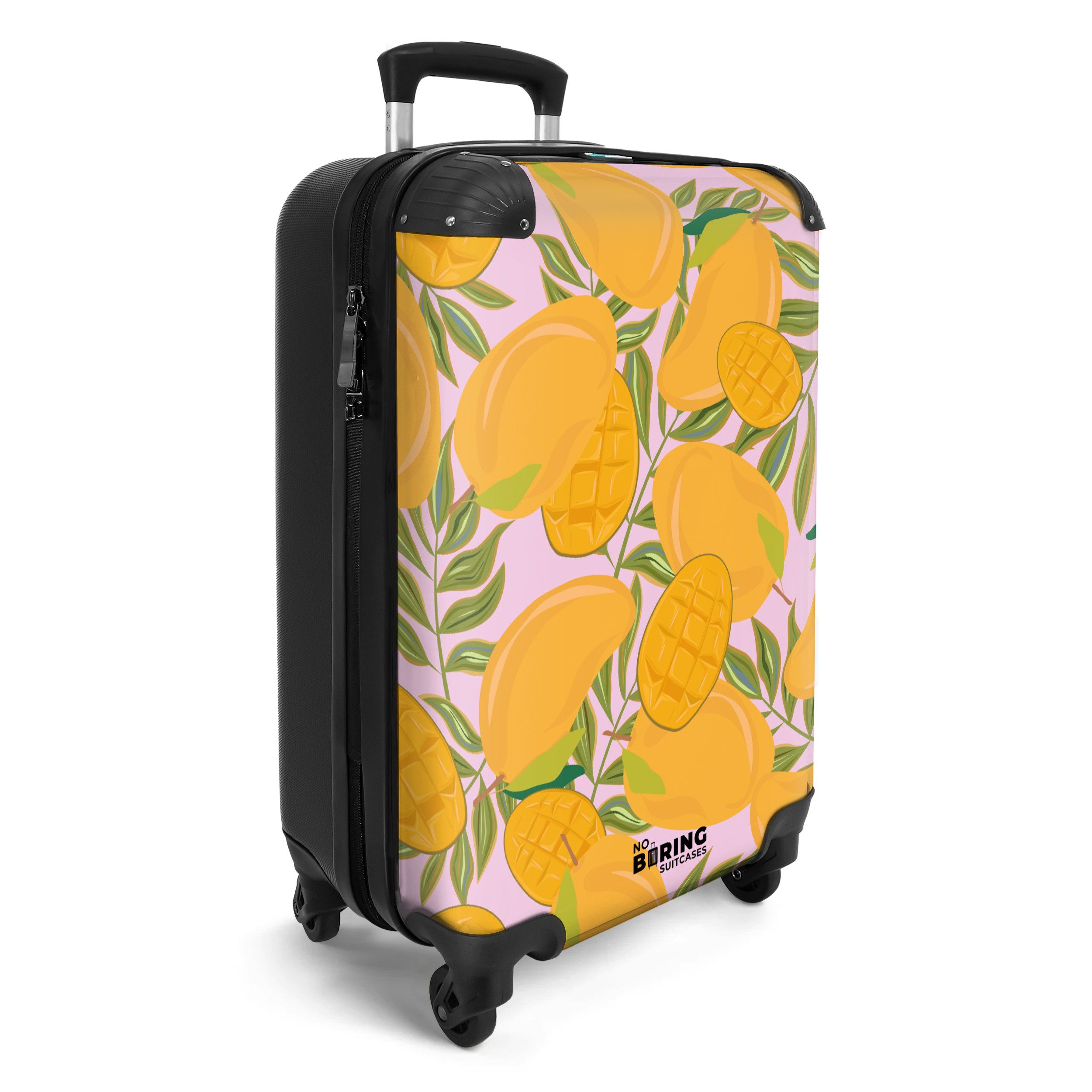 NoBoringSuitcases.com© Hartschalen-Trolley Rosa mit orangefarbenen Mangos günstig online kaufen