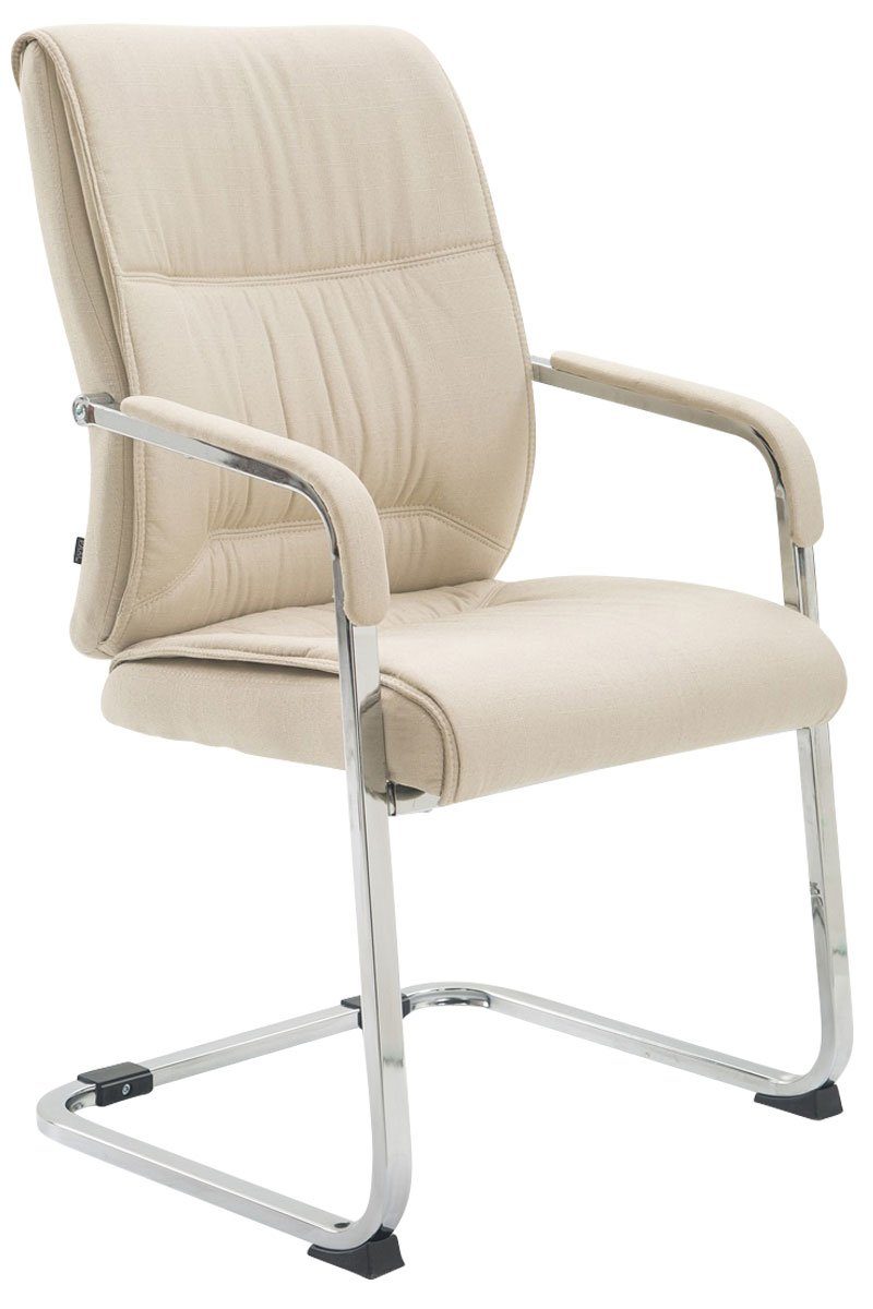 TPFLiving Besucherstuhl Anobo mit hochwertig gepolsterter Sitzfläche - Konferenzstuhl (Küchenstuhl - Esszimmerstuhl - Wohnzimmerstuhl), Gestell: Metall chrom - Sitzfläche: Stoff creme