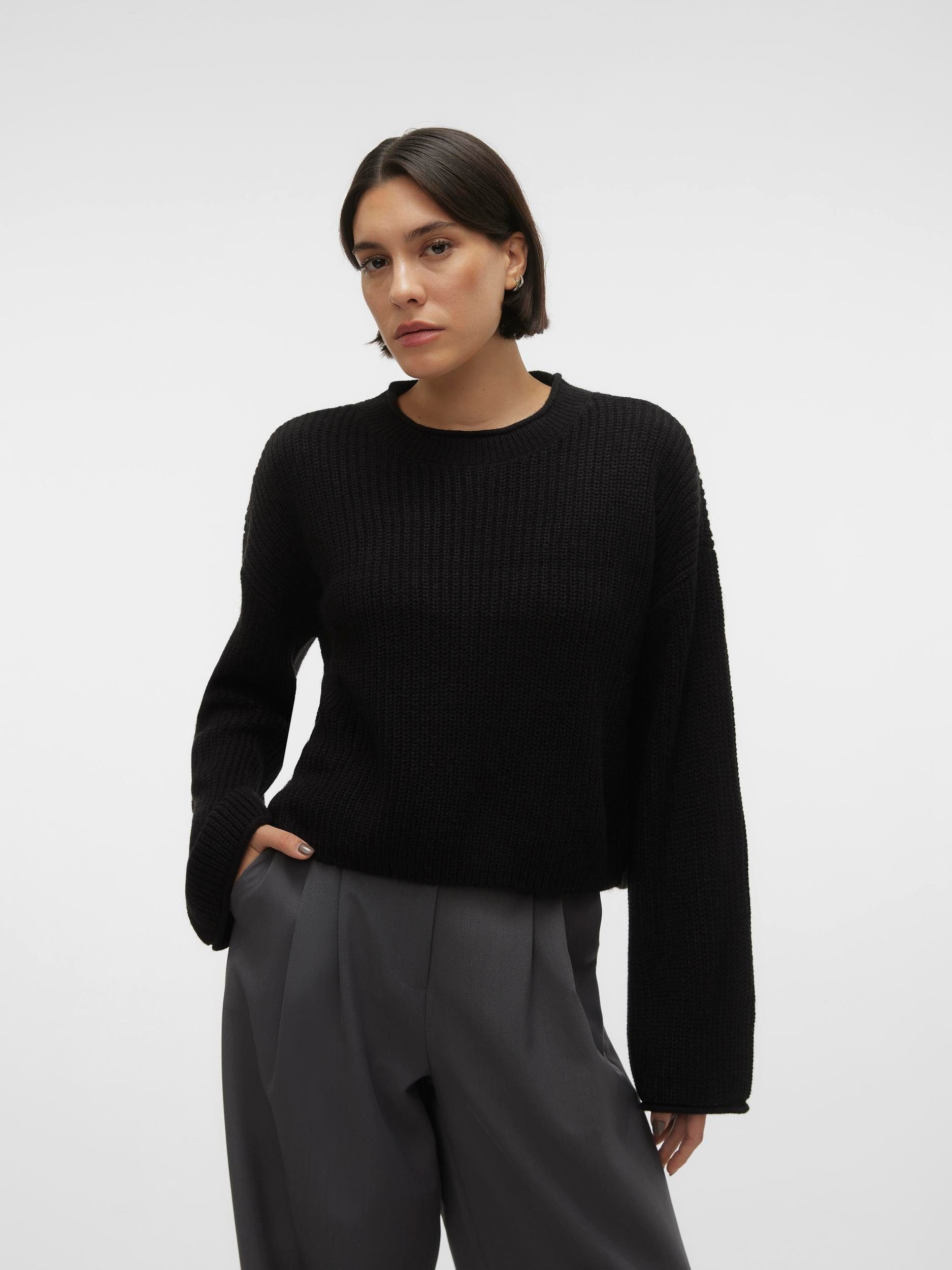 Vero Moda Strickpullover VMSAYLA LS O-NECK PULLOVER BOO Black