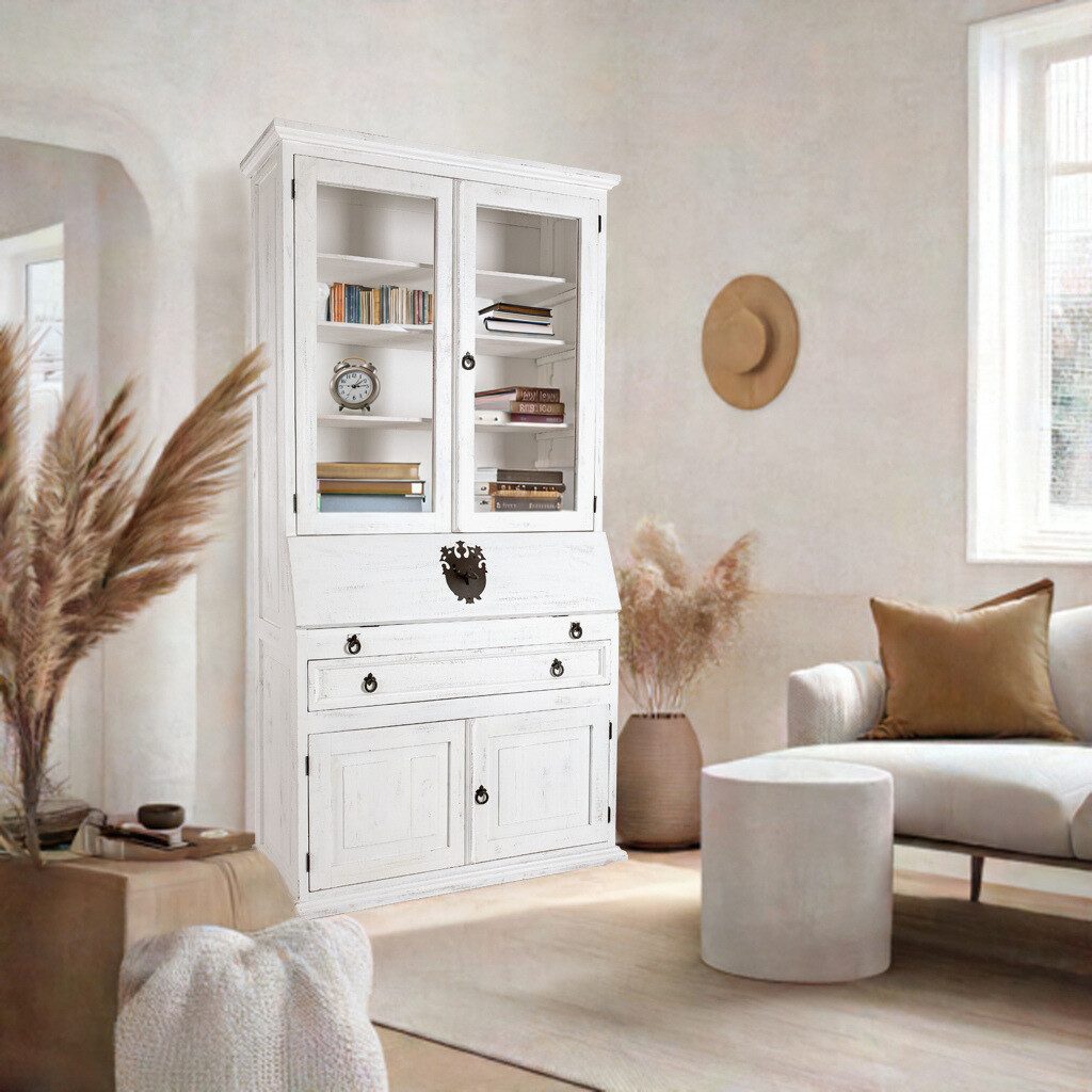 1a Direktimport Sekretär Sekretär Schreibtisch Pinie Weiß Antik - Massivholz - Landhausstil